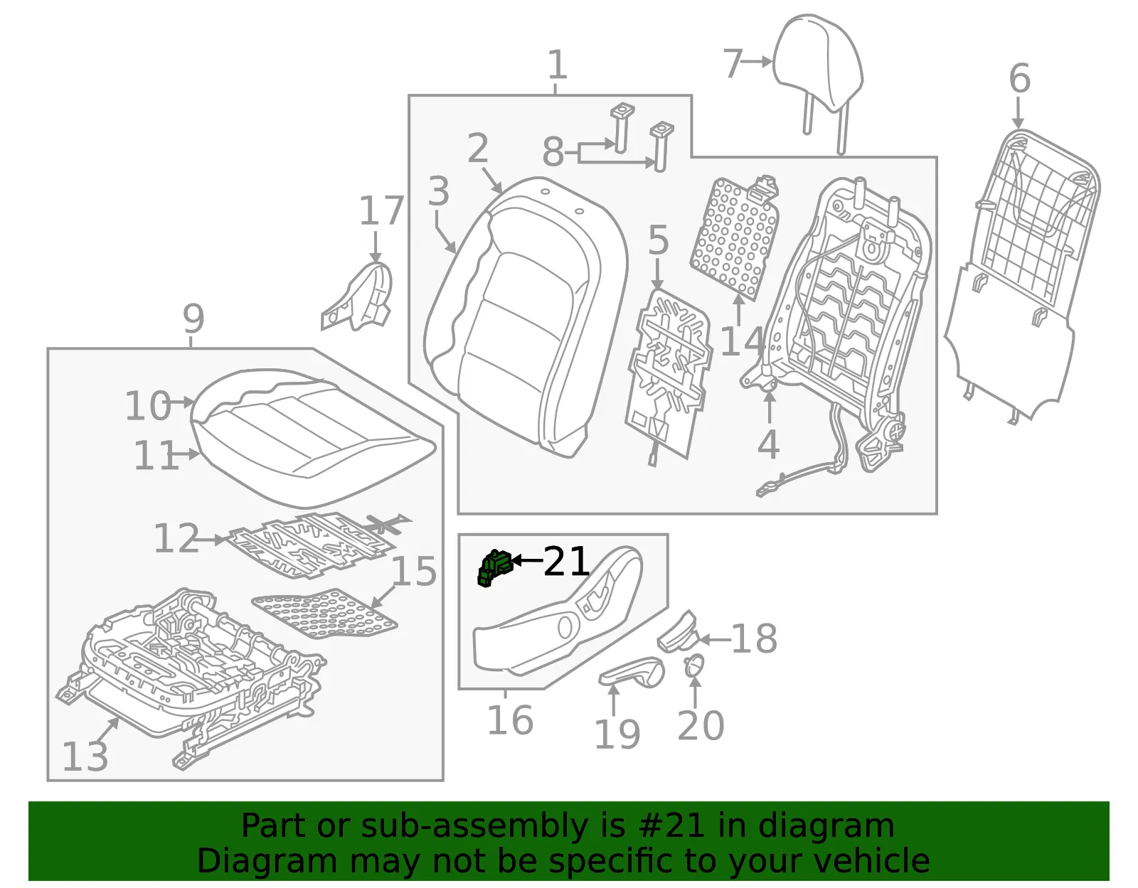 Lumbar Switch - Kia (88540-2V110) - view 2