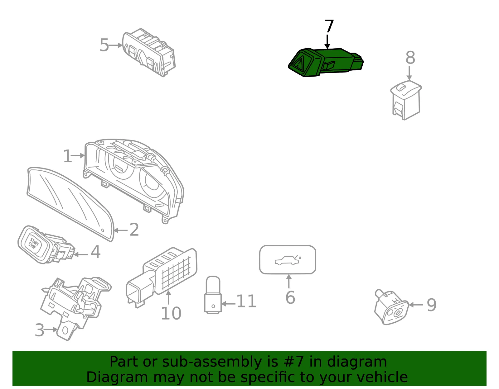 Hazard Switch - Volvo (9123681) - view 2