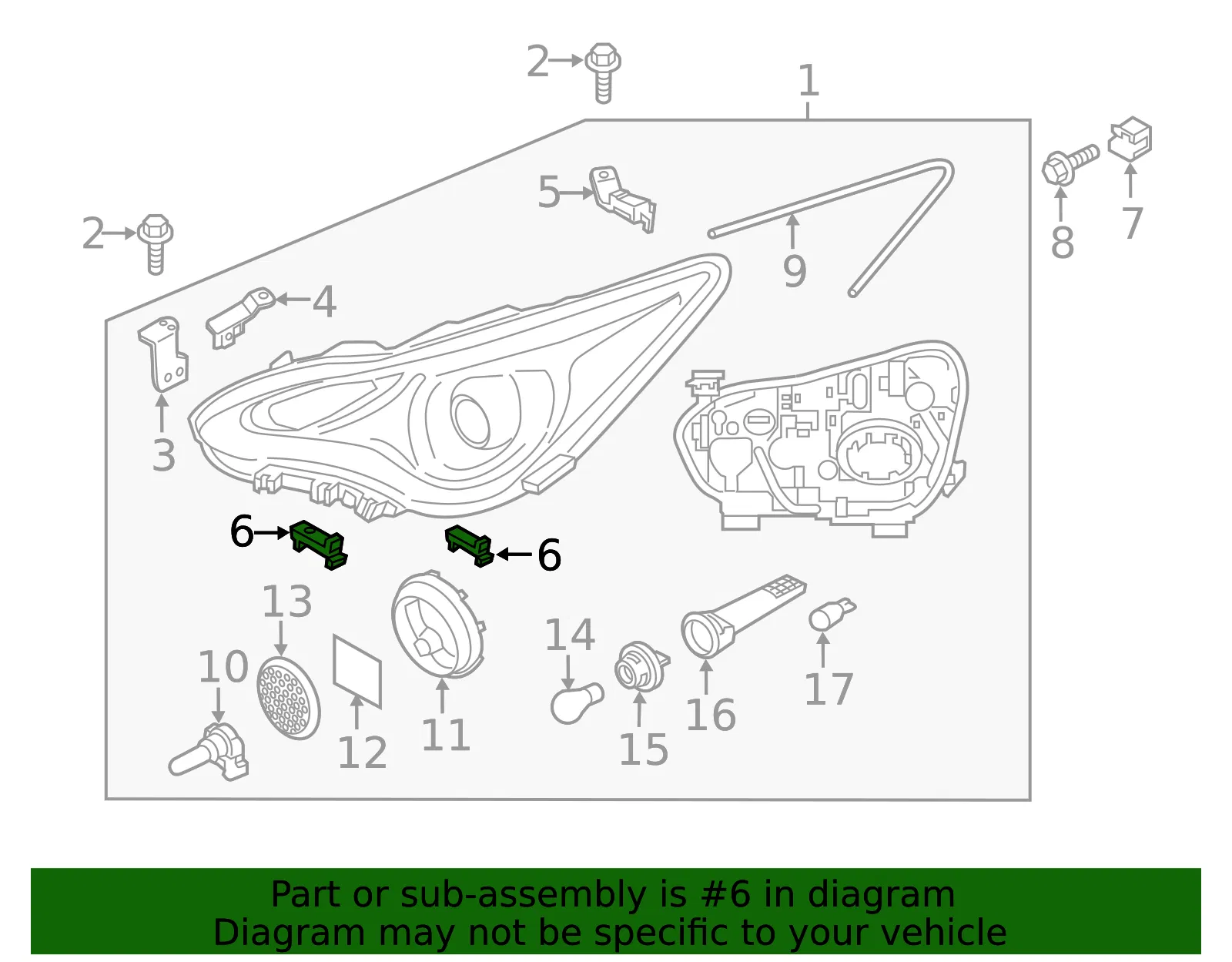 Headlamp Assembly Lower Bracket - Kia (92157-J5000) - view 2