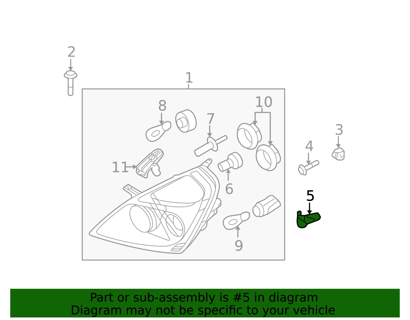 Headlamp Assembly Guide - Driver's Side (LH) - Kia (92191-4D000) - view 2