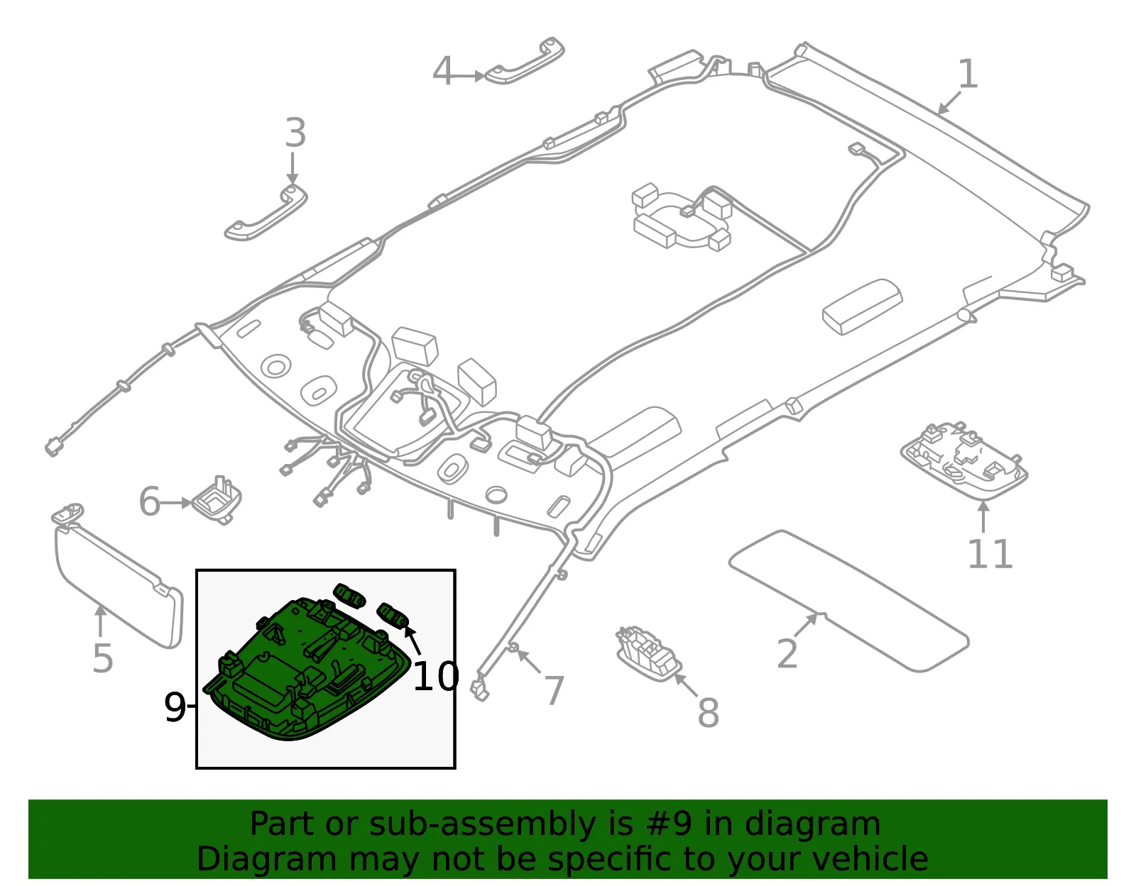 Map Lamp Assembly - Kia (92800-CV110OFW) - view 2