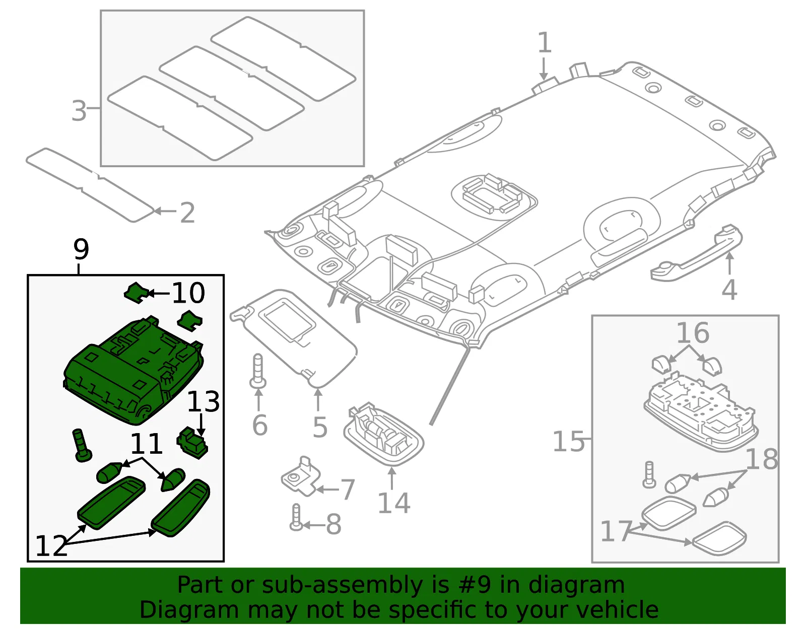 Overhead Lamp - Kia (92820-B2010BF3) - view 2