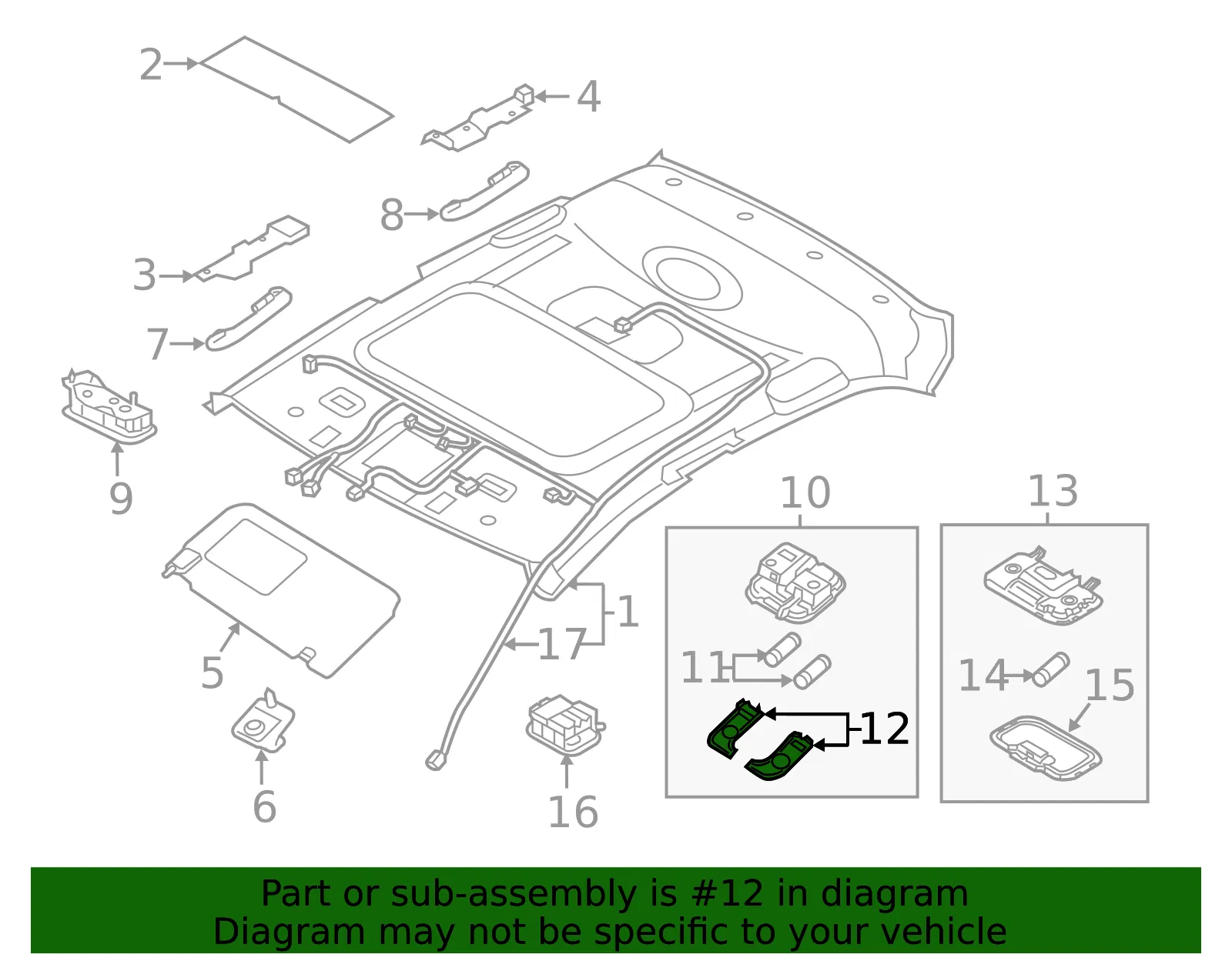 Map Lamp Lens - Driver's Side (LH) - Kia (92822-1W000) - view 2