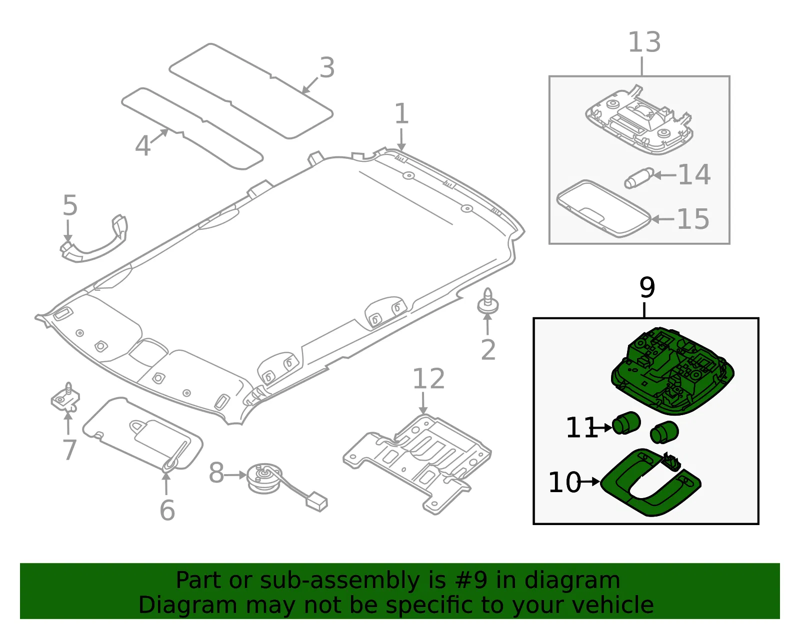 Map Lamp Assembly - Kia (92850-2K000QW) - view 2