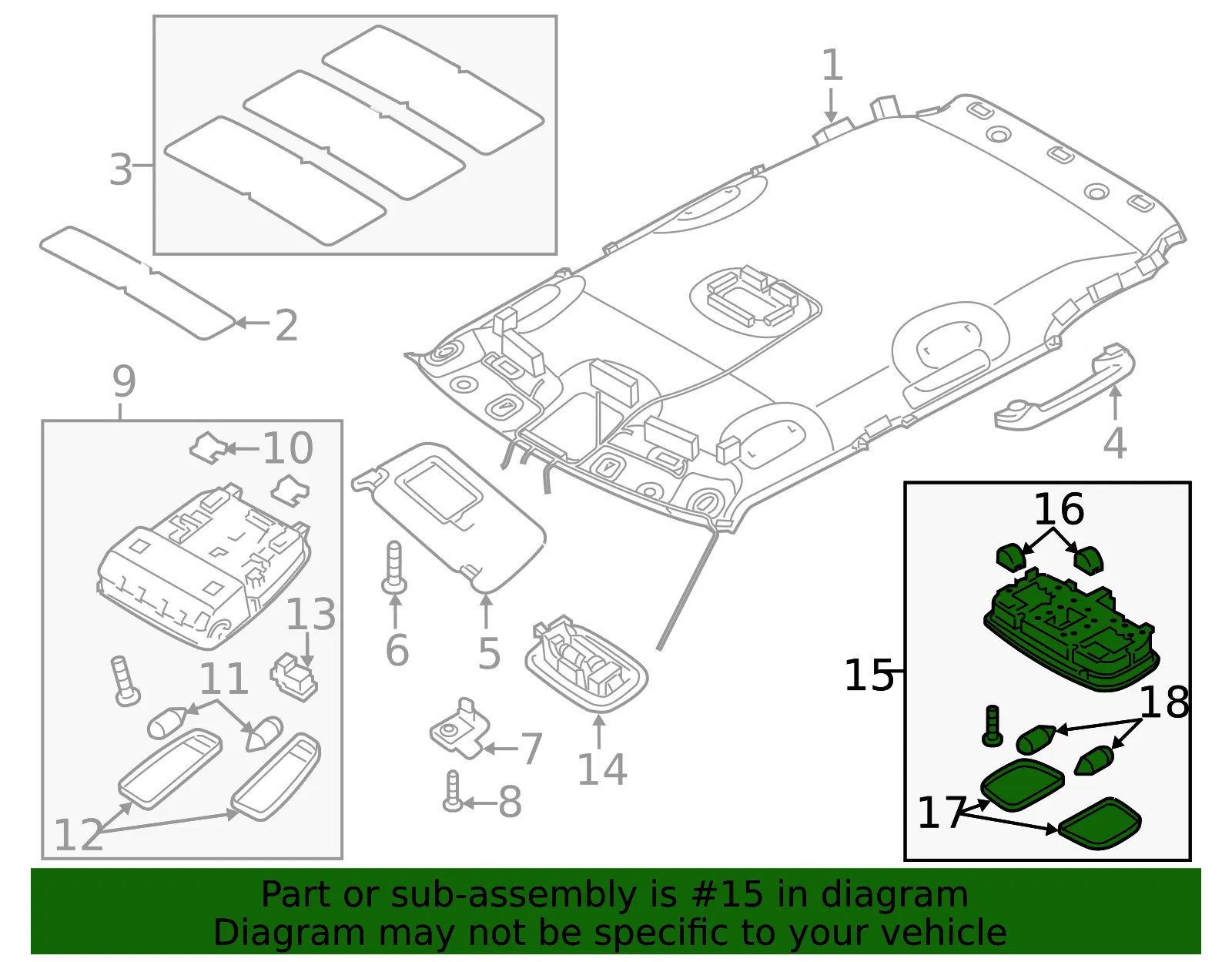 Dome Lamp Assembly - Kia (92850-B2000BF3) - view 2