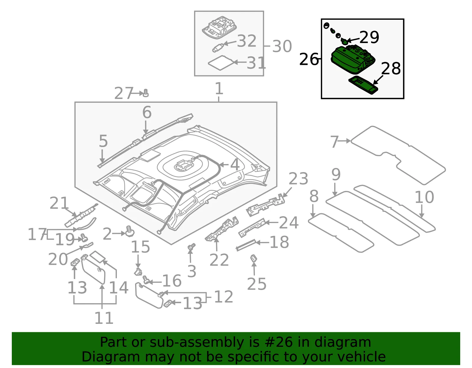 Map Lamp Assembly - Kia (92870-2F000IM) - view 2