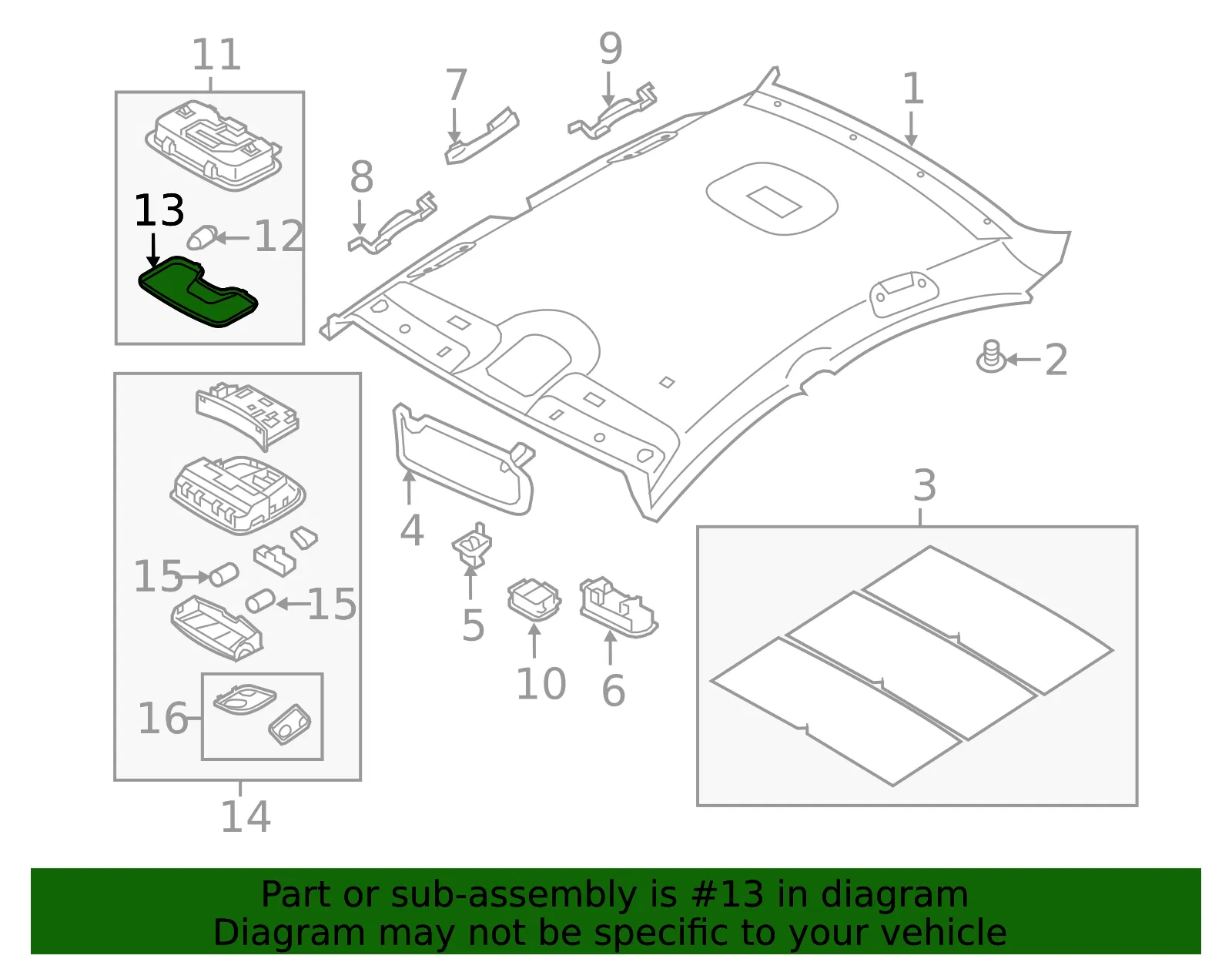 Dome Light Lens - Passenger Side (RH) - Kia (92872-3R020) - view 2