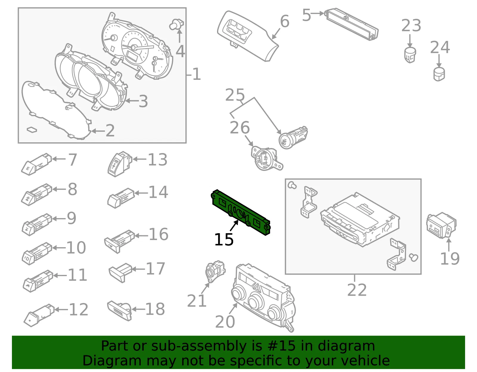 Switch Panel - Kia (93300-1U010CA) - view 2