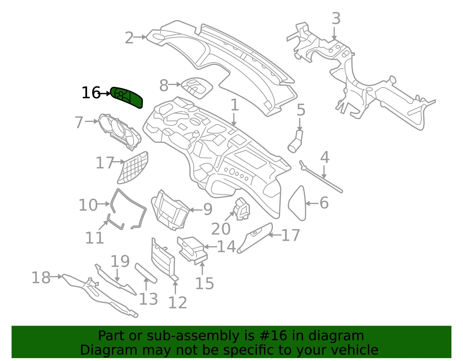 Switch Bezel - Kia (93310-2G200J7) - view 2