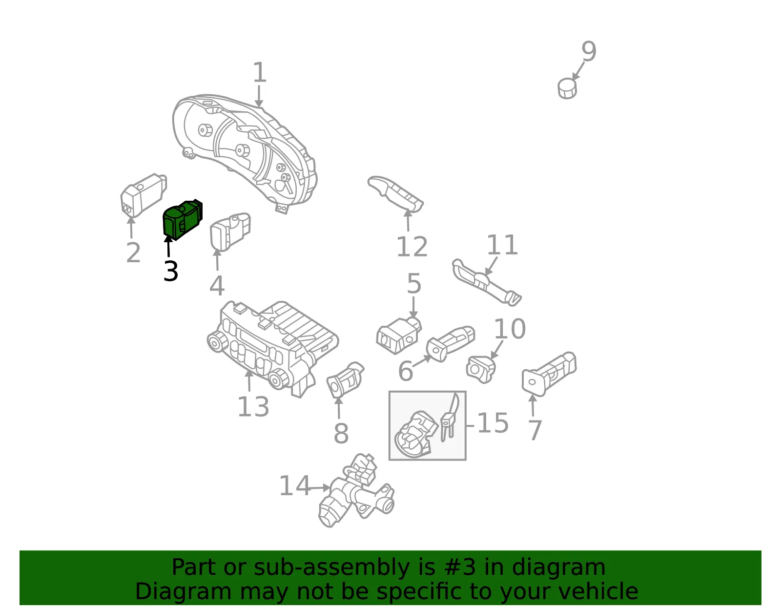 Dome Lamp Switch - Kia (93390-4D000CS) - view 2