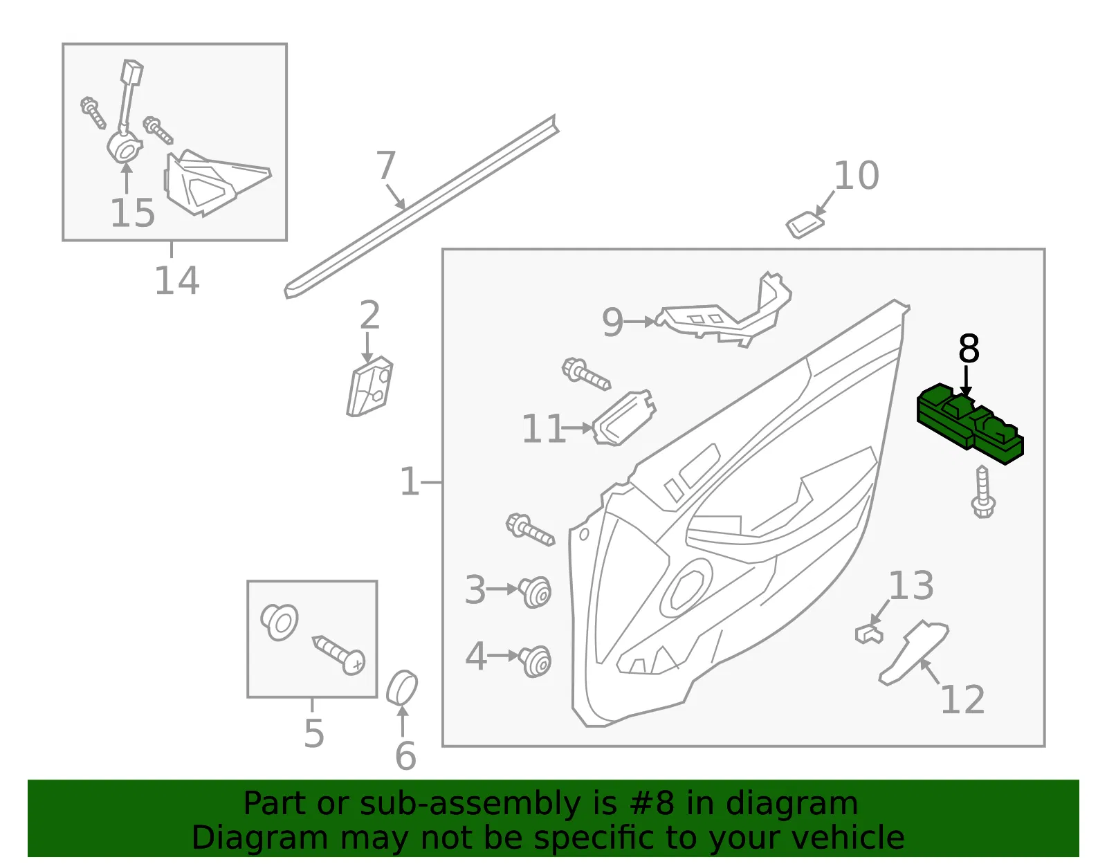 Window Switch - Driver's Side (LH) - Kia (93570-3R700) - view 2