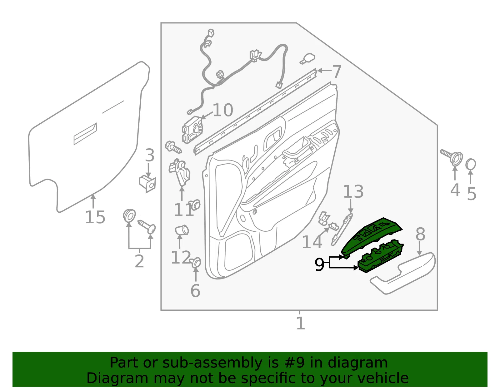 Window Switch - Driver's Side (LH) - Kia (93570-4D150XBW) - view 2