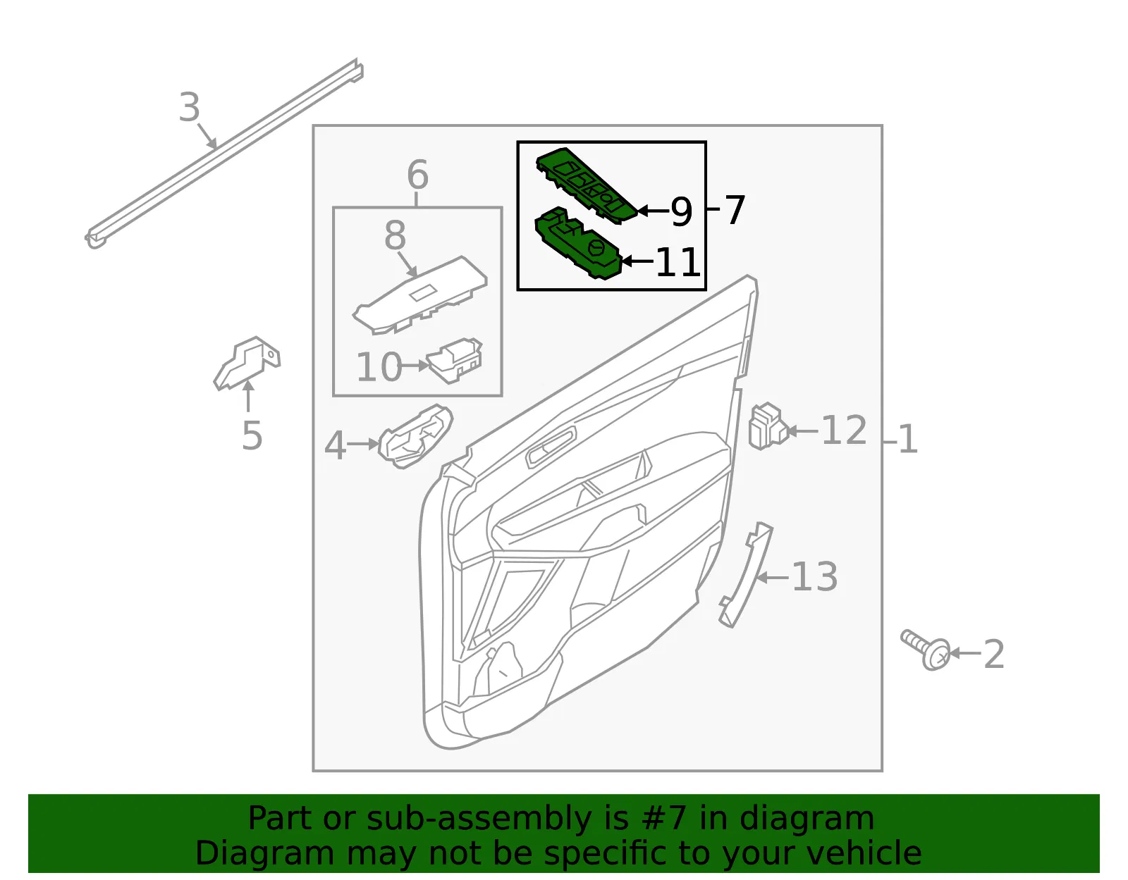 Door Window Switch - Kia (93571-C6110) - view 3