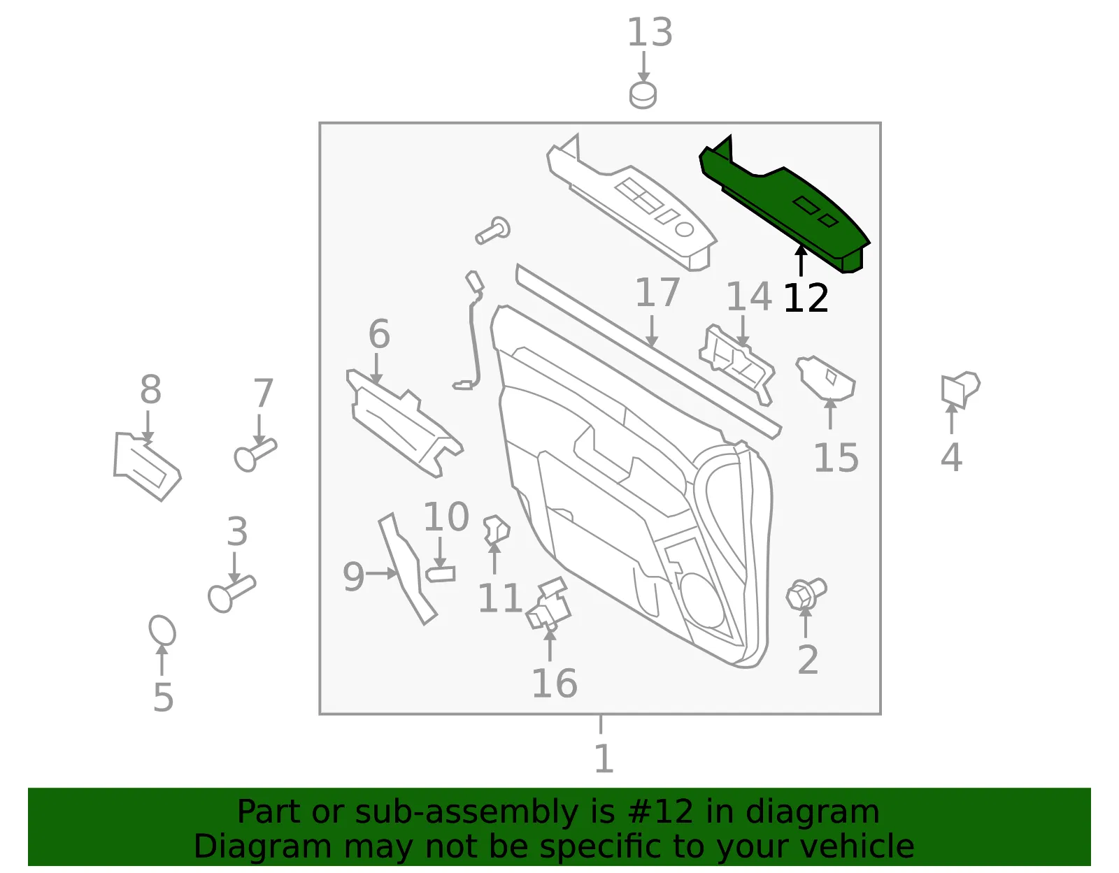 Window Switch - Passenger Side (RH) - Kia (93575-2J201ABS) - view 2