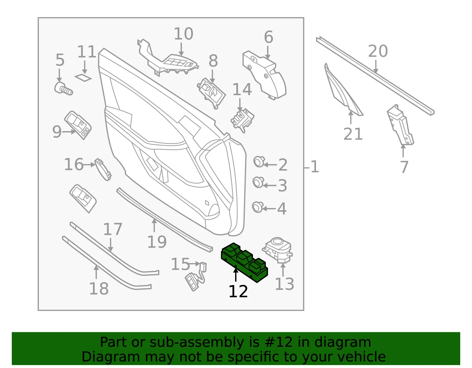 Window Switch - Passenger Side (RH) - Kia (93575-2T000) - view 2