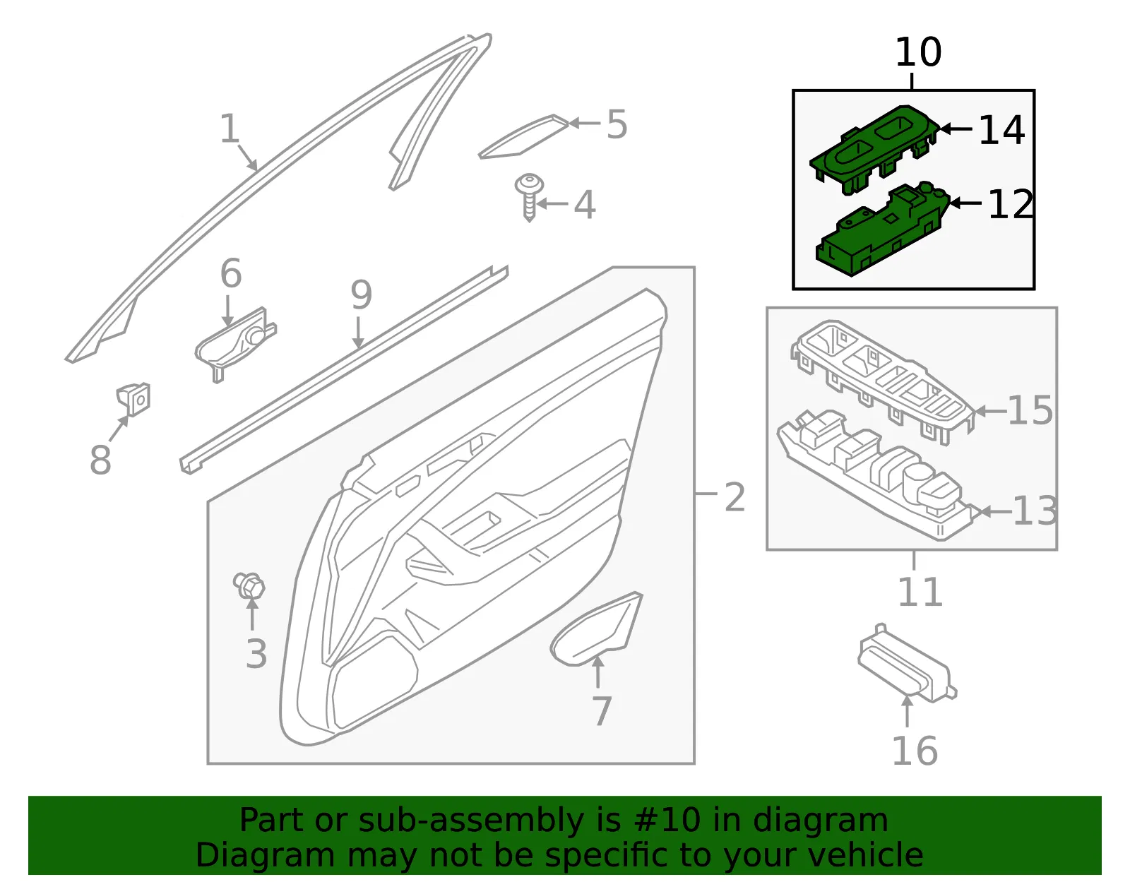 Switch Assembly - Passenger Side (RH) - Kia (93575-J5000CA) - view 2