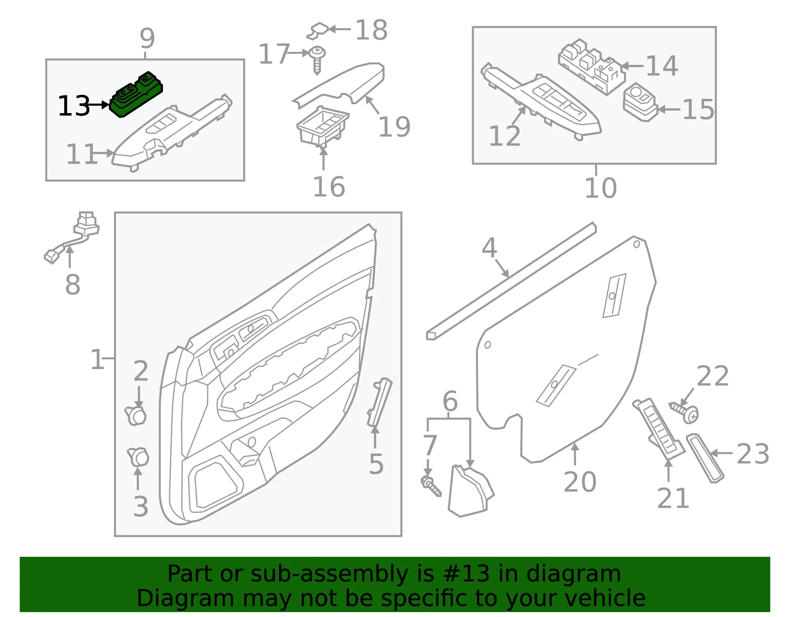 Window Switch - Passenger Side (RH) - Kia (93576-D9000) - view 2