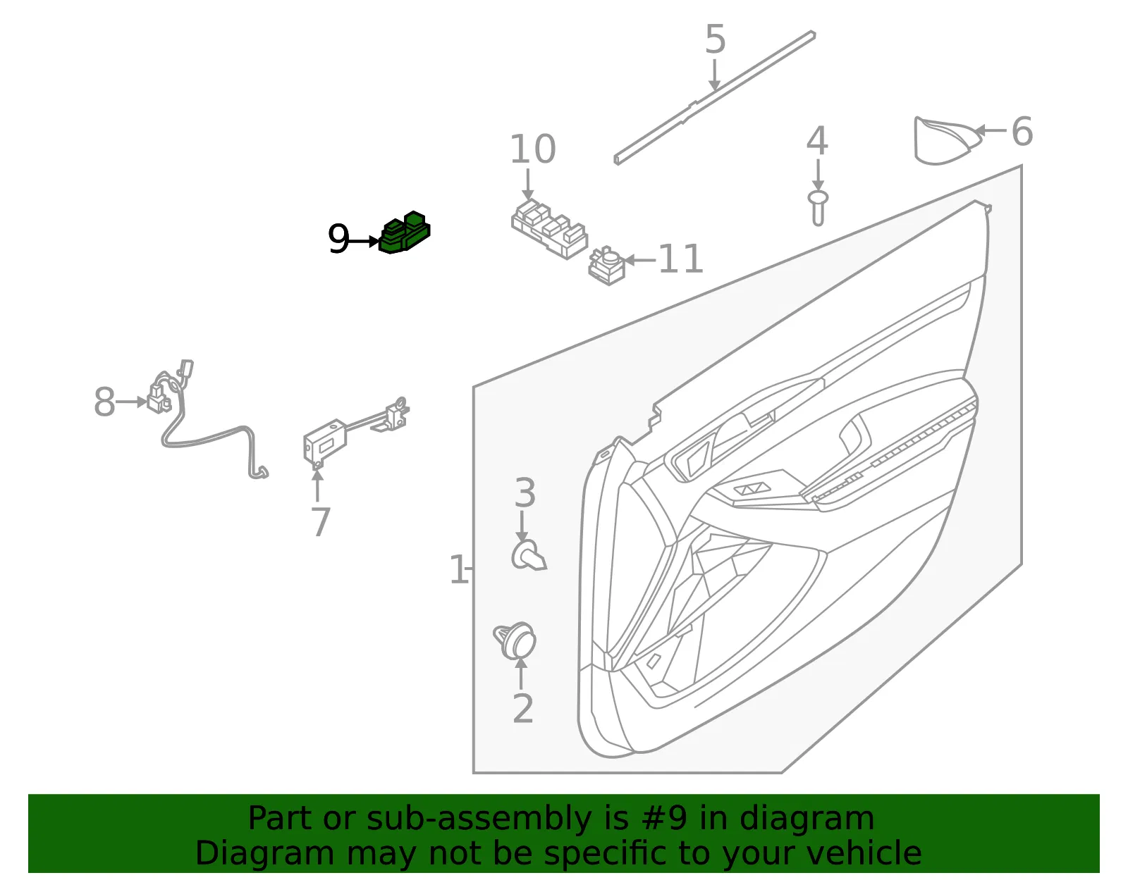 Window Switch - Kia (93576-Q5000) - view 2