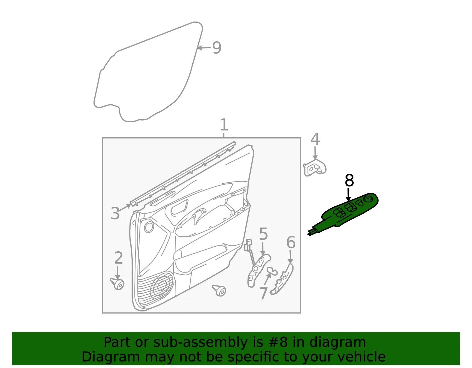 Door Window Switch - Kia (93580-1F010ADF) - view 2