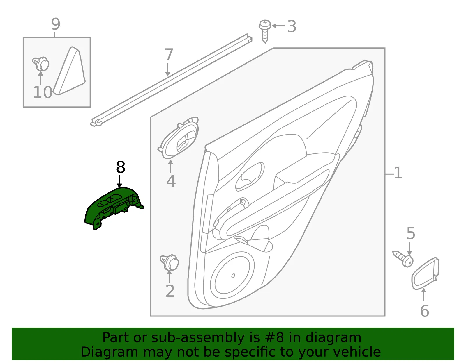 Window Switch - Passenger Side (RH) - Kia (93580-B2600BF6) - view 2