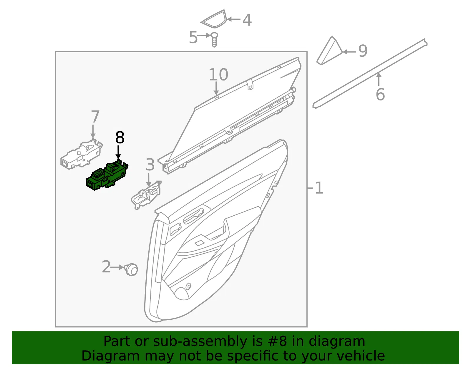 Window Switch - Passenger Side (RH) - Kia (93581-F6500) - view 2