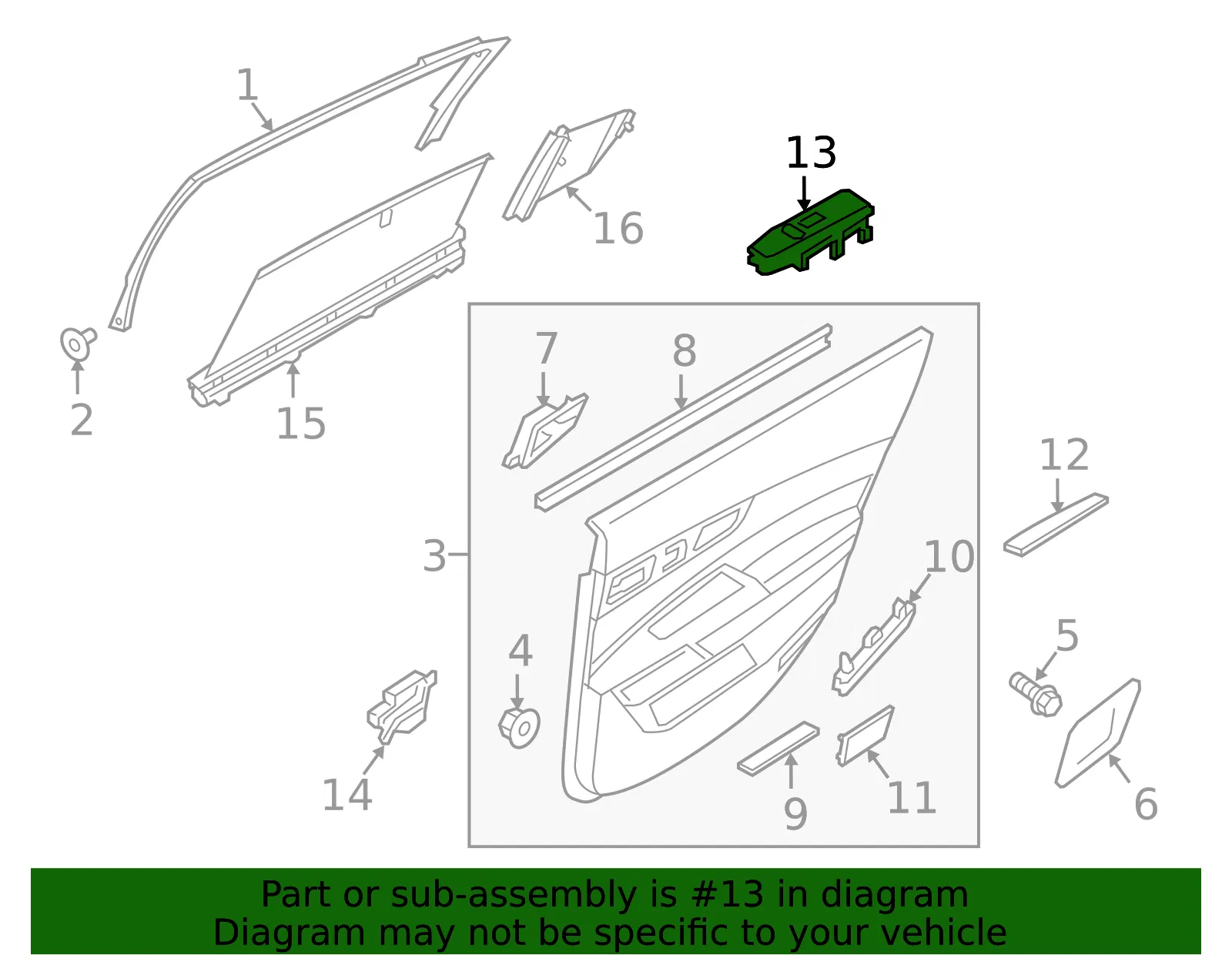 Window Switch - Passenger Side (RH) - Kia (93590-3T500AHV) - view 2