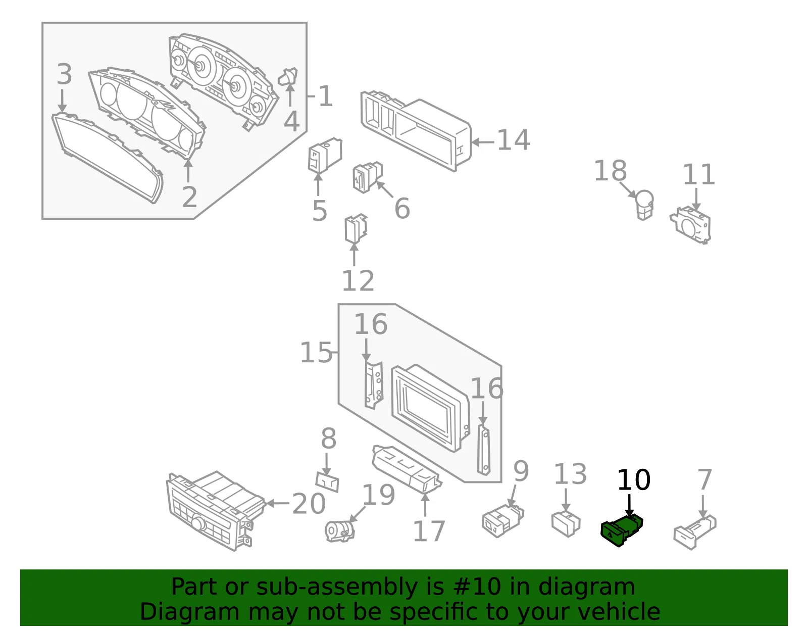 Hazard Switch - Kia (93710-3F00595) - view 2