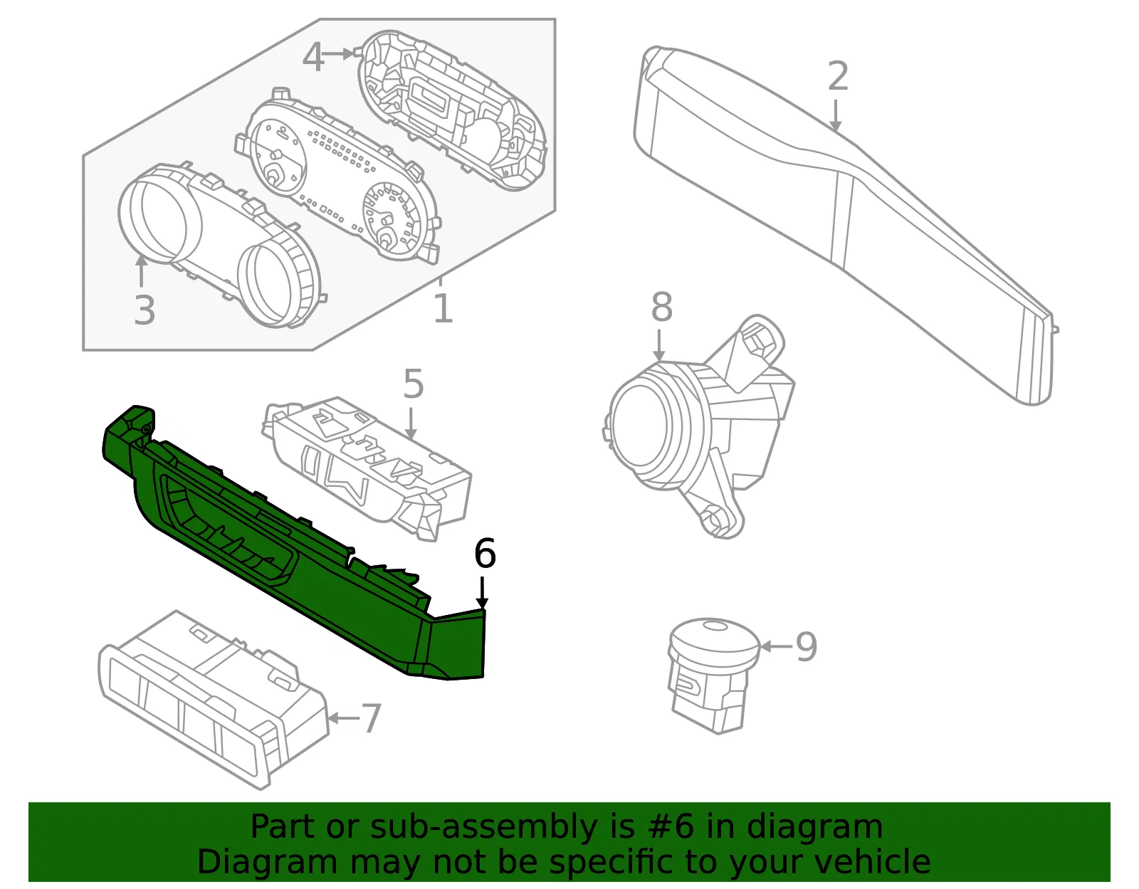 Switch Bezel - Kia (93712-R0010OFB) - view 2