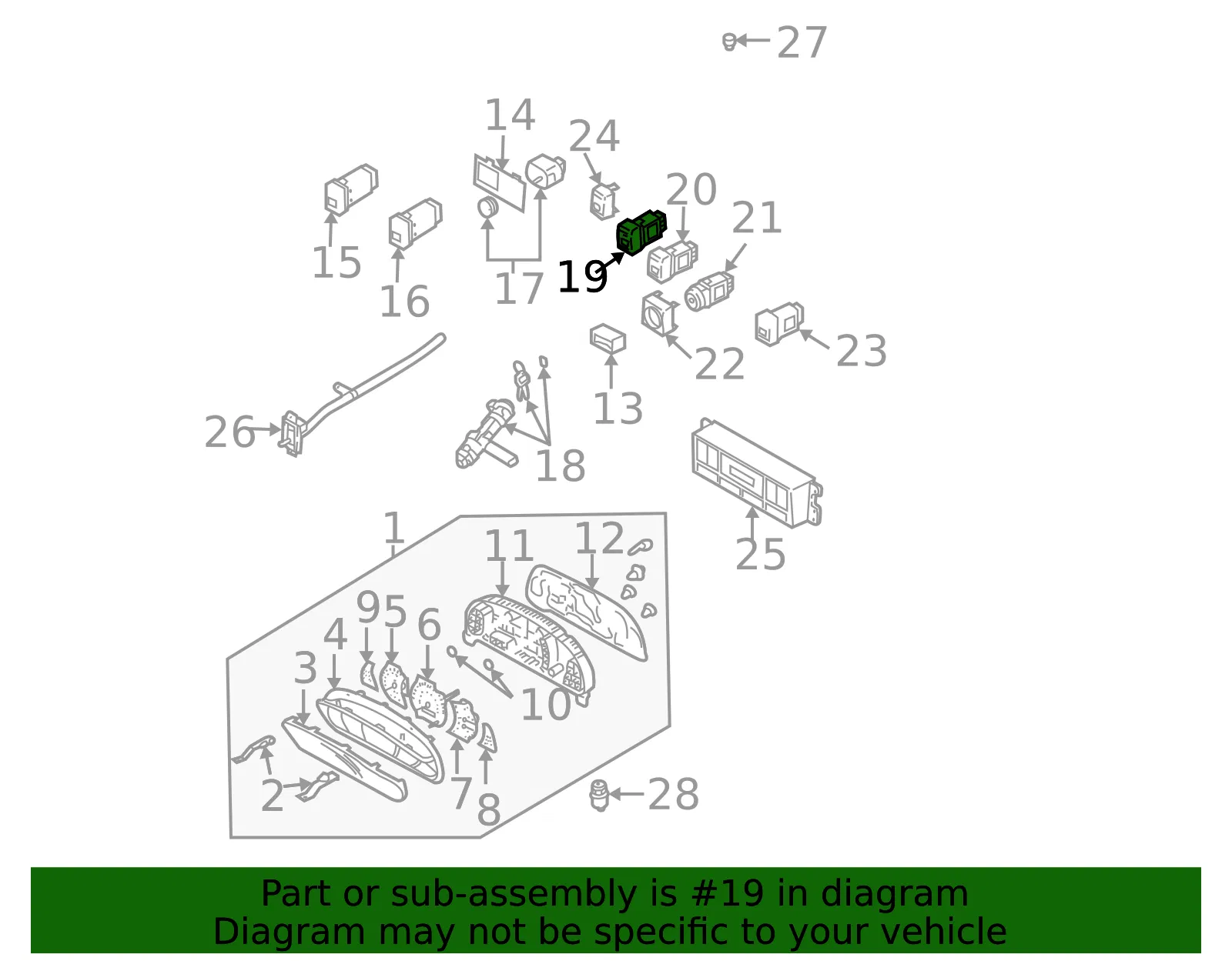 Switch - Driver's Side (LH) - Kia (93740-3E000) - view 2