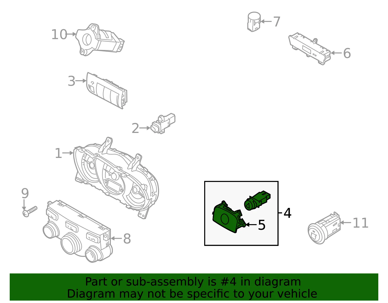 Hazard Switch - Kia (93790-1M050) - view 2