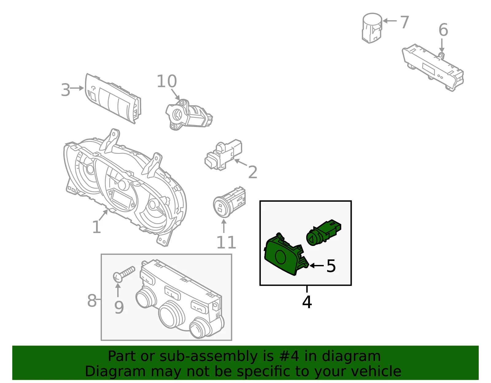 Hazard Switch - Kia (93790-1M200) - view 2