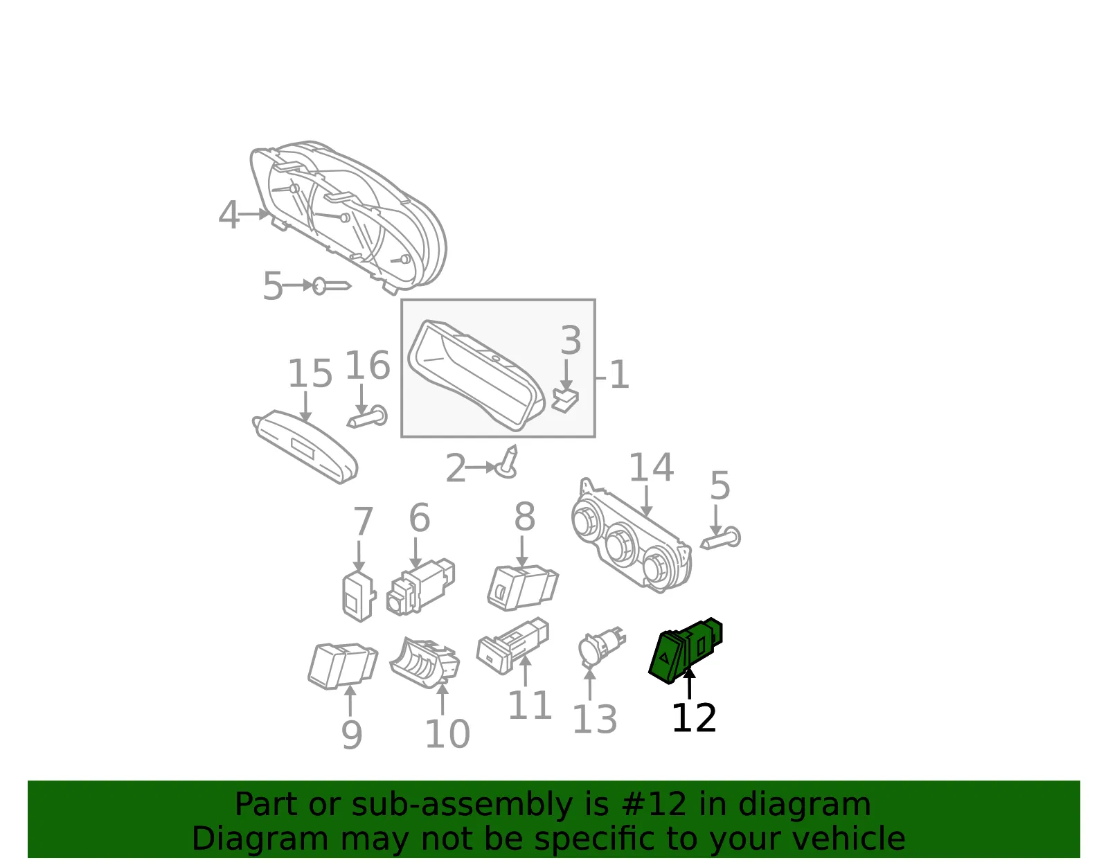 Hazard Switch - Kia (93790-2F010) - view 2