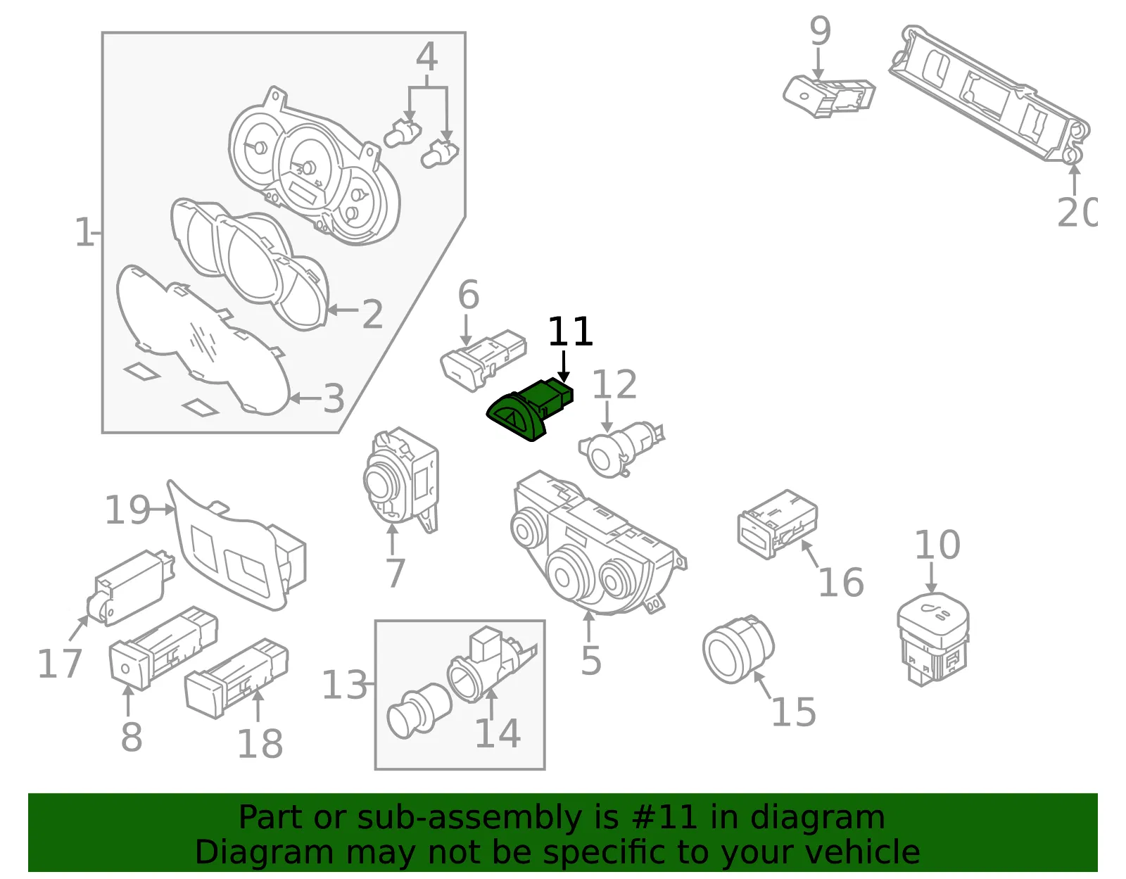 Hazard Switch - Kia (93790-2K000) - view 2