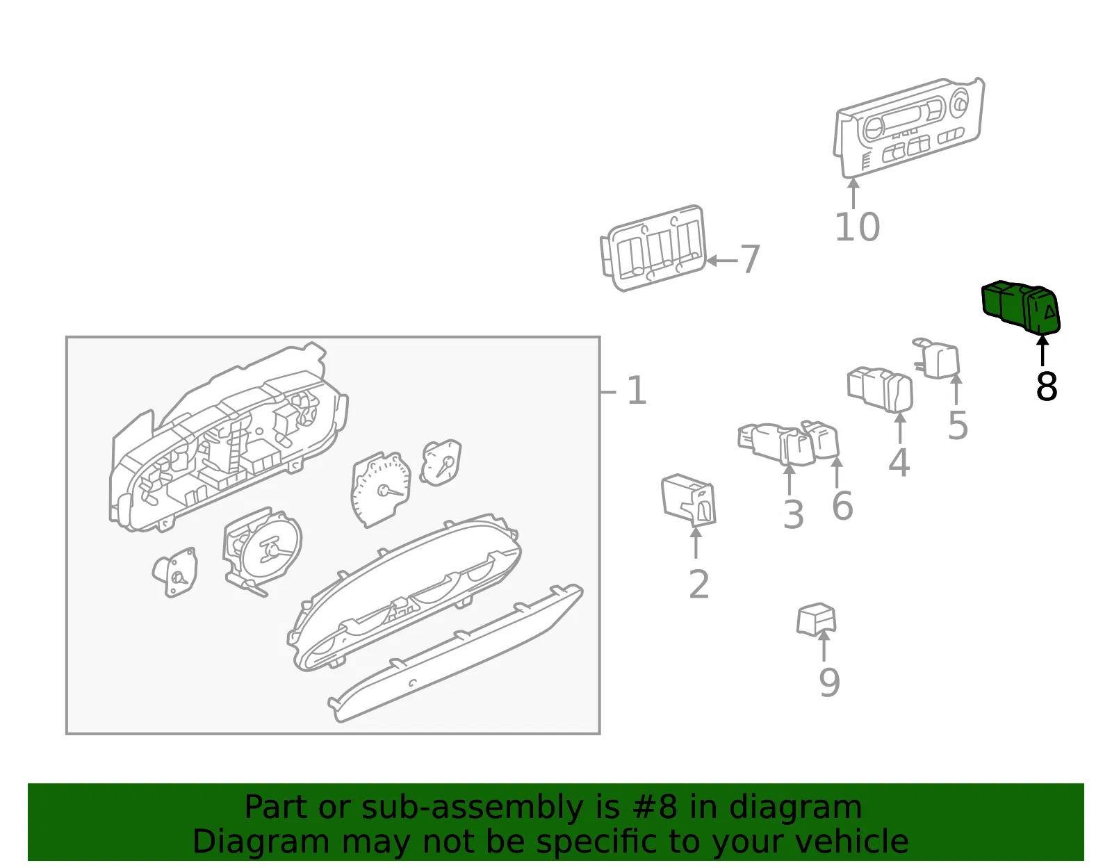 Hazard Switch - Kia (93790-3C010) - view 2