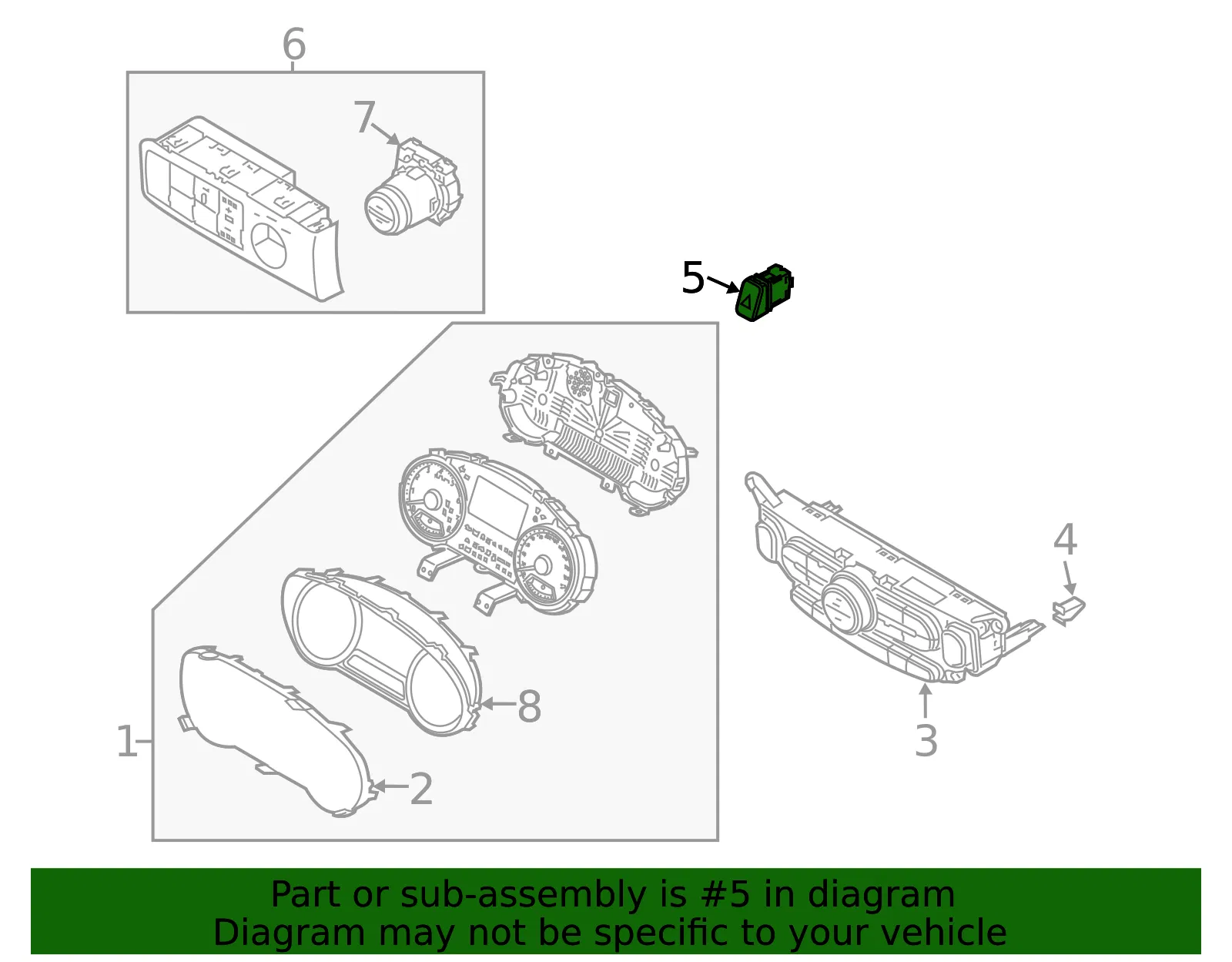 Hazard Switch - Kia (93790-B2000BF6) - view 2