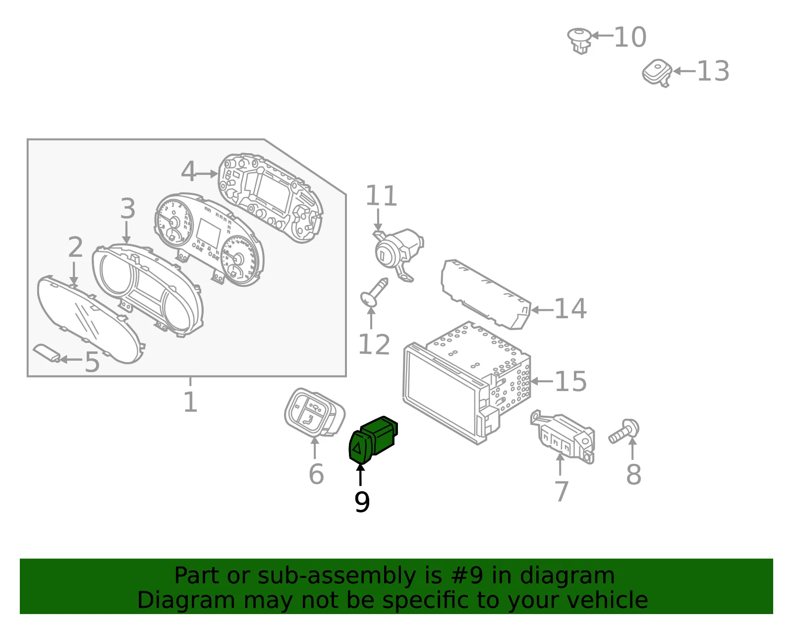Hazard Switch - Kia (93790-D4000WK) - view 2