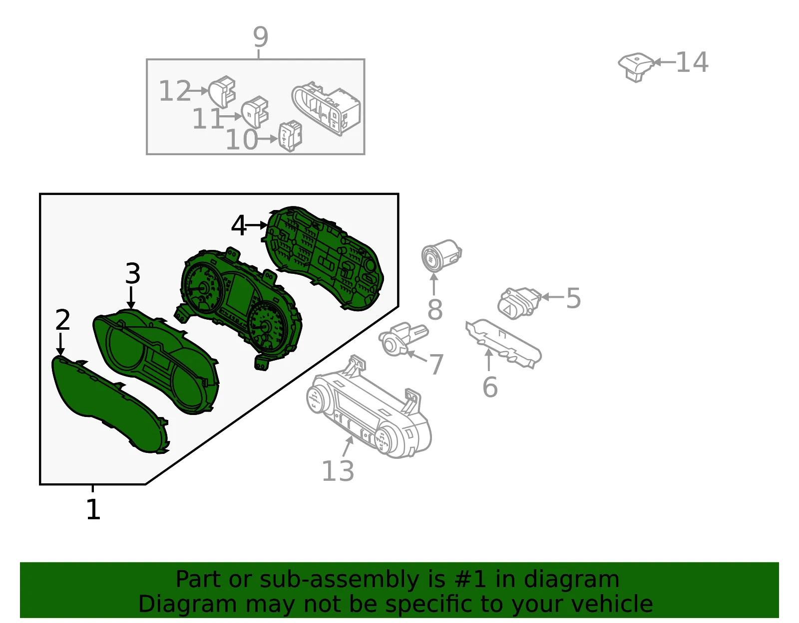 Cluster Assembly - Kia (94013-B0350) - view 2