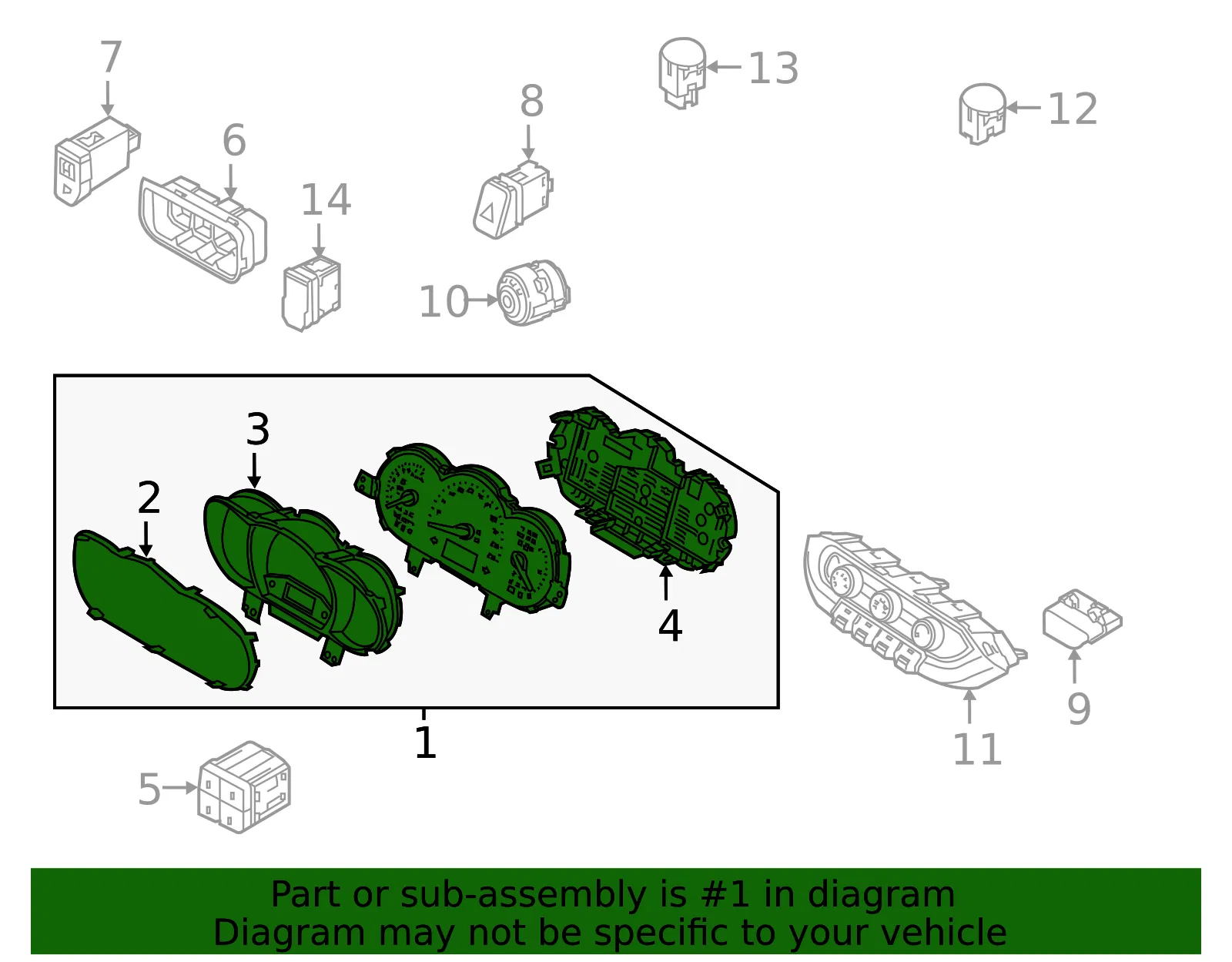 Cluster Assembly - Kia (94032-1W014) - view 2