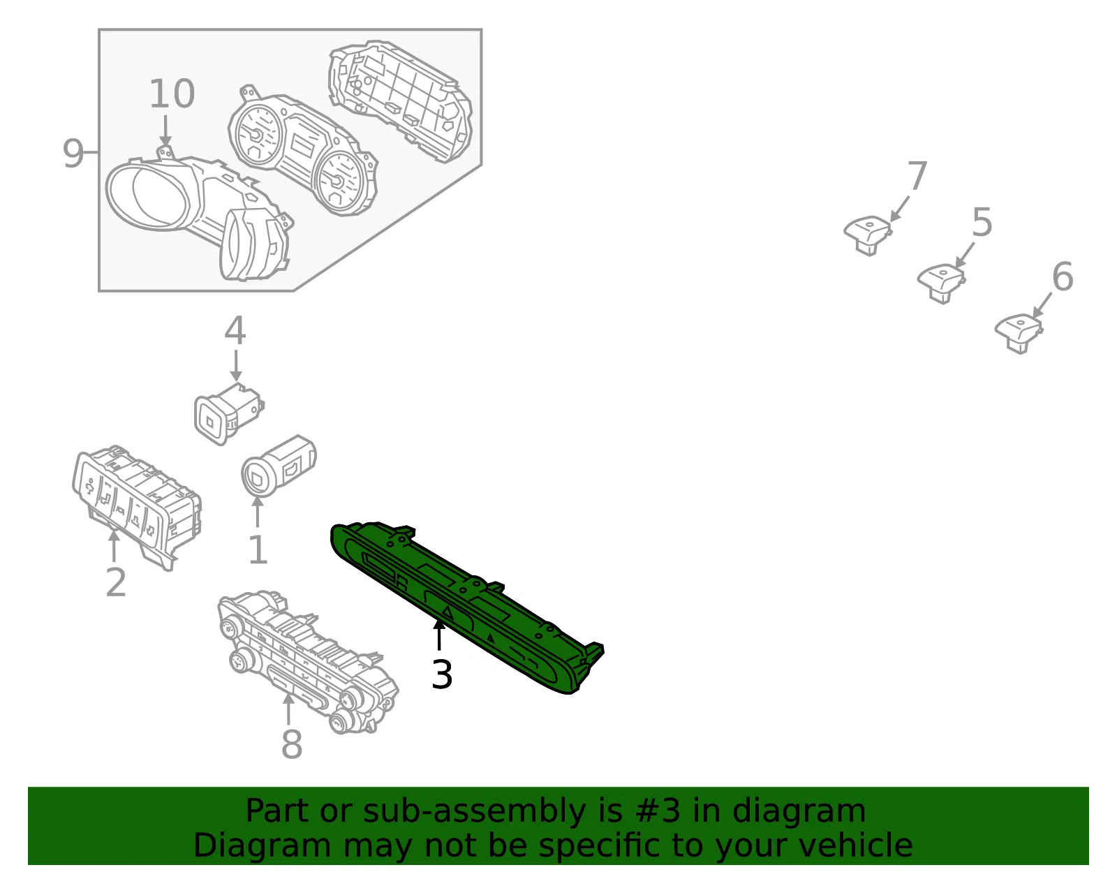 Hazard Switch - Kia (94510-A9150WK) - view 2