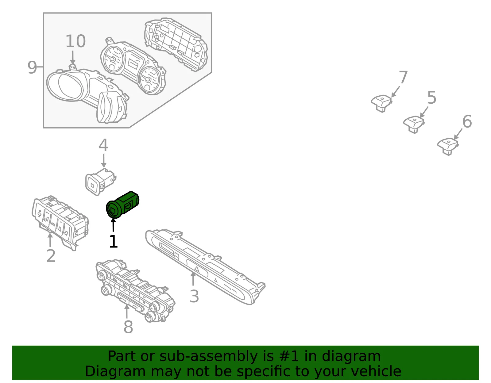 Power Switch - Kia (95430-A9500) - view 2