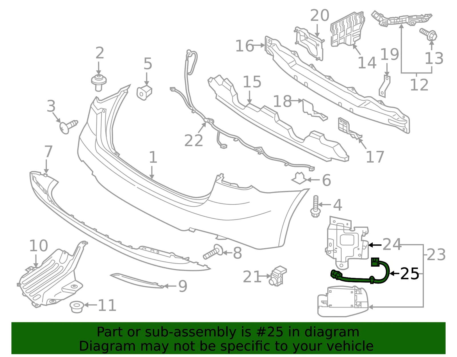 Blind Spot Radar Wire - Passenger Side (RH) - Kia (95824-A2500) - view 2