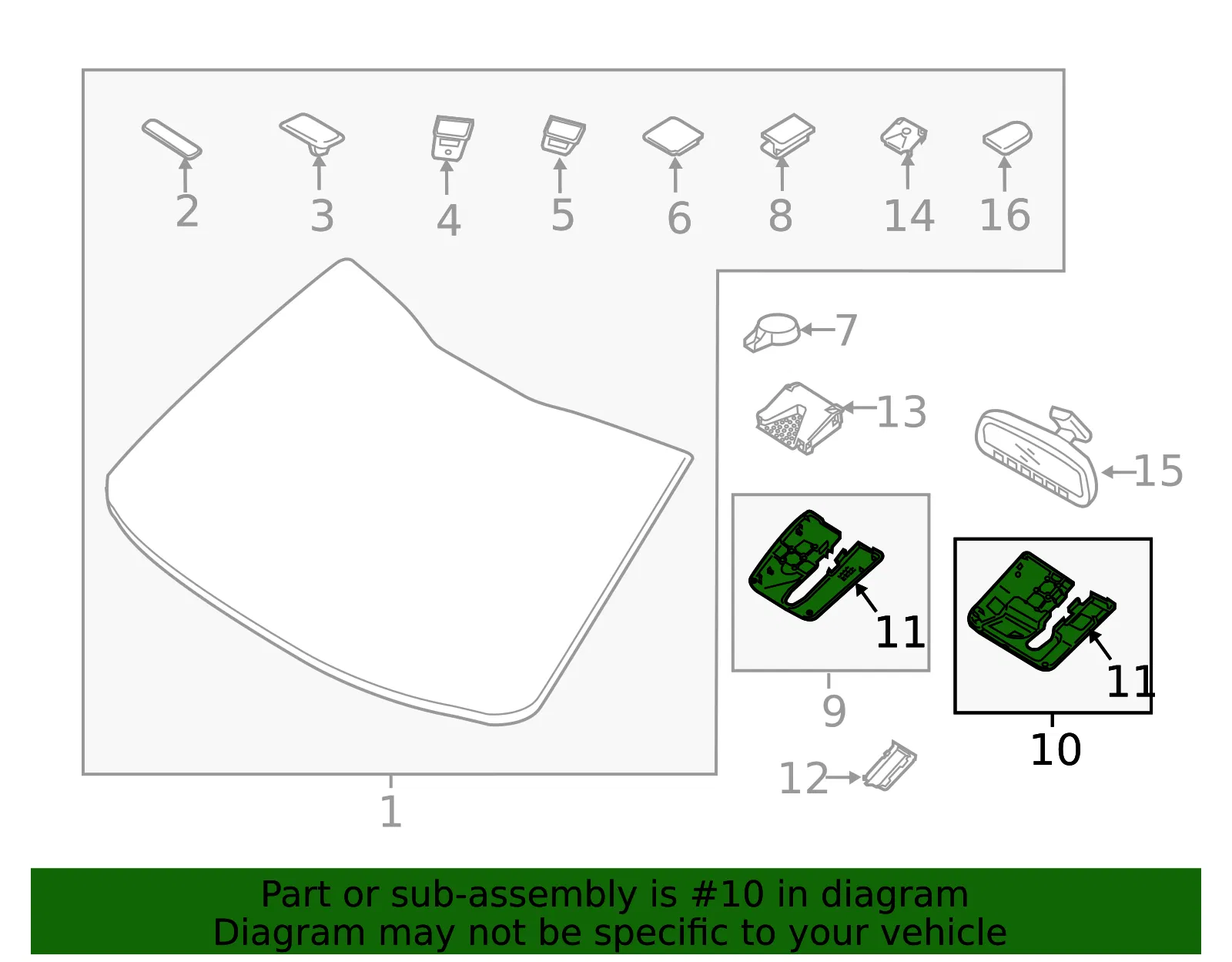Rain Sensor Outer Cover - Kia (96010-J5010) - view 2