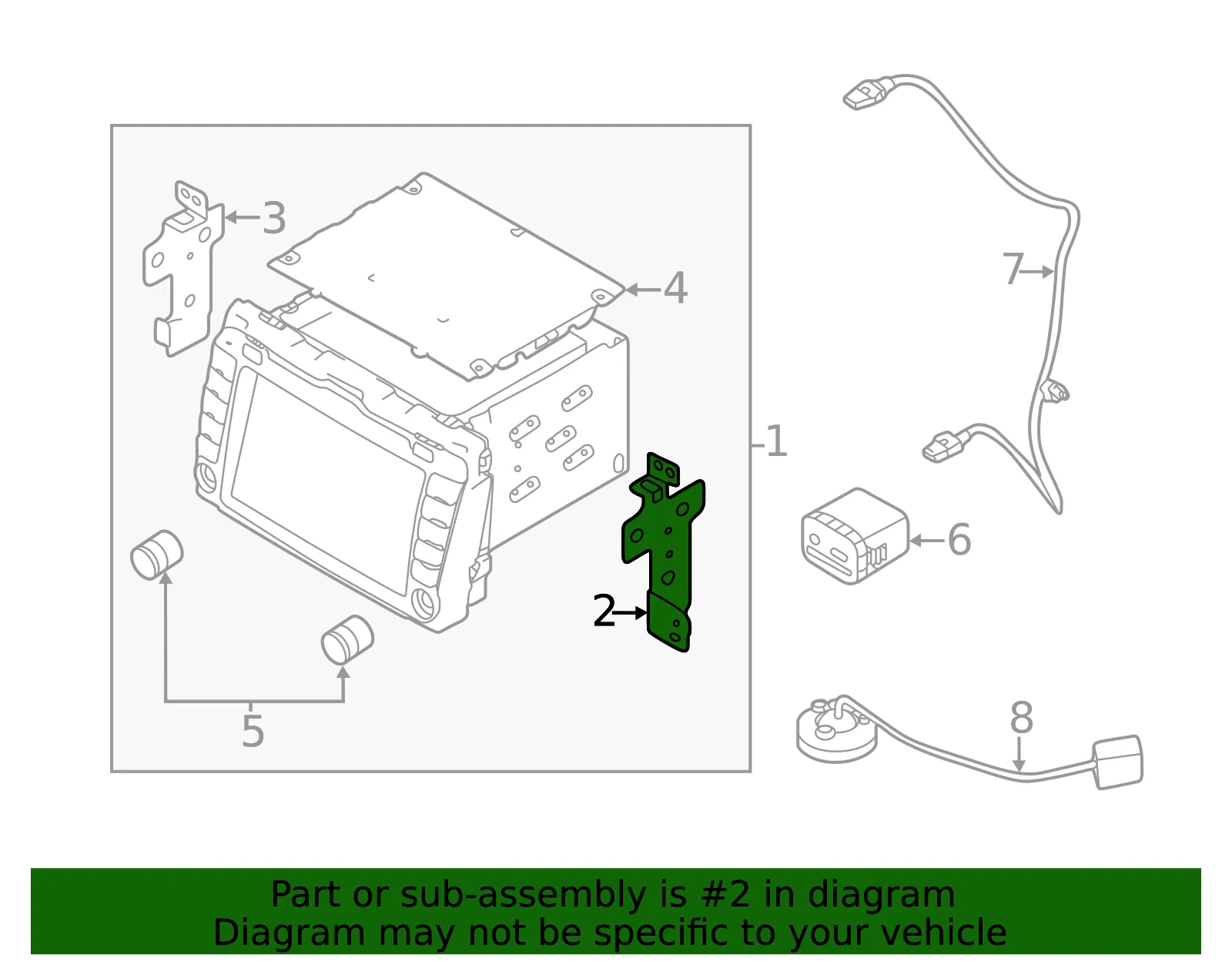 Display Unit Bracket - Passenger Side (RH) - Kia (96116-3W500) - view 2