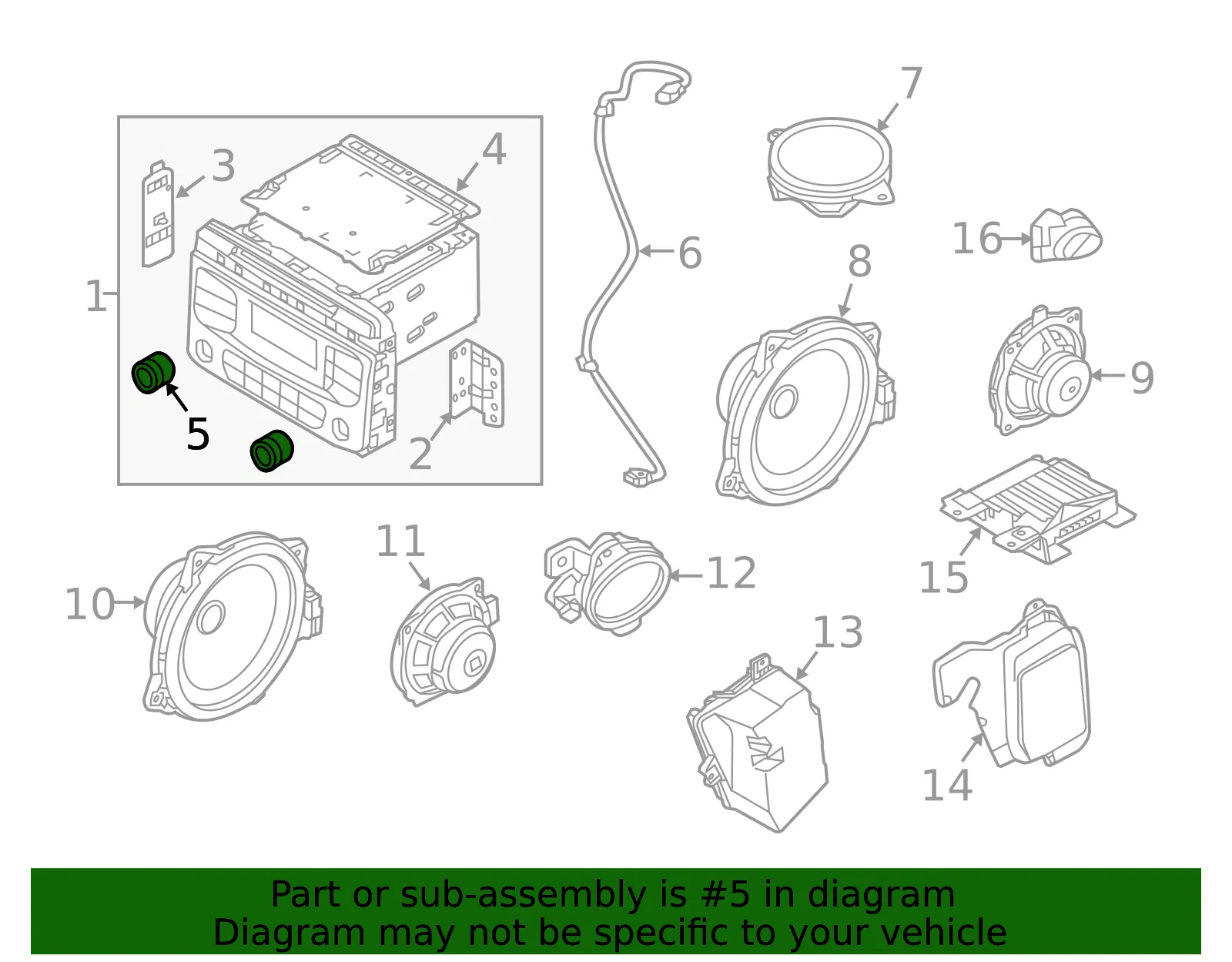 CD Player Knob - Kia (96163-C5KA0WK) - view 2