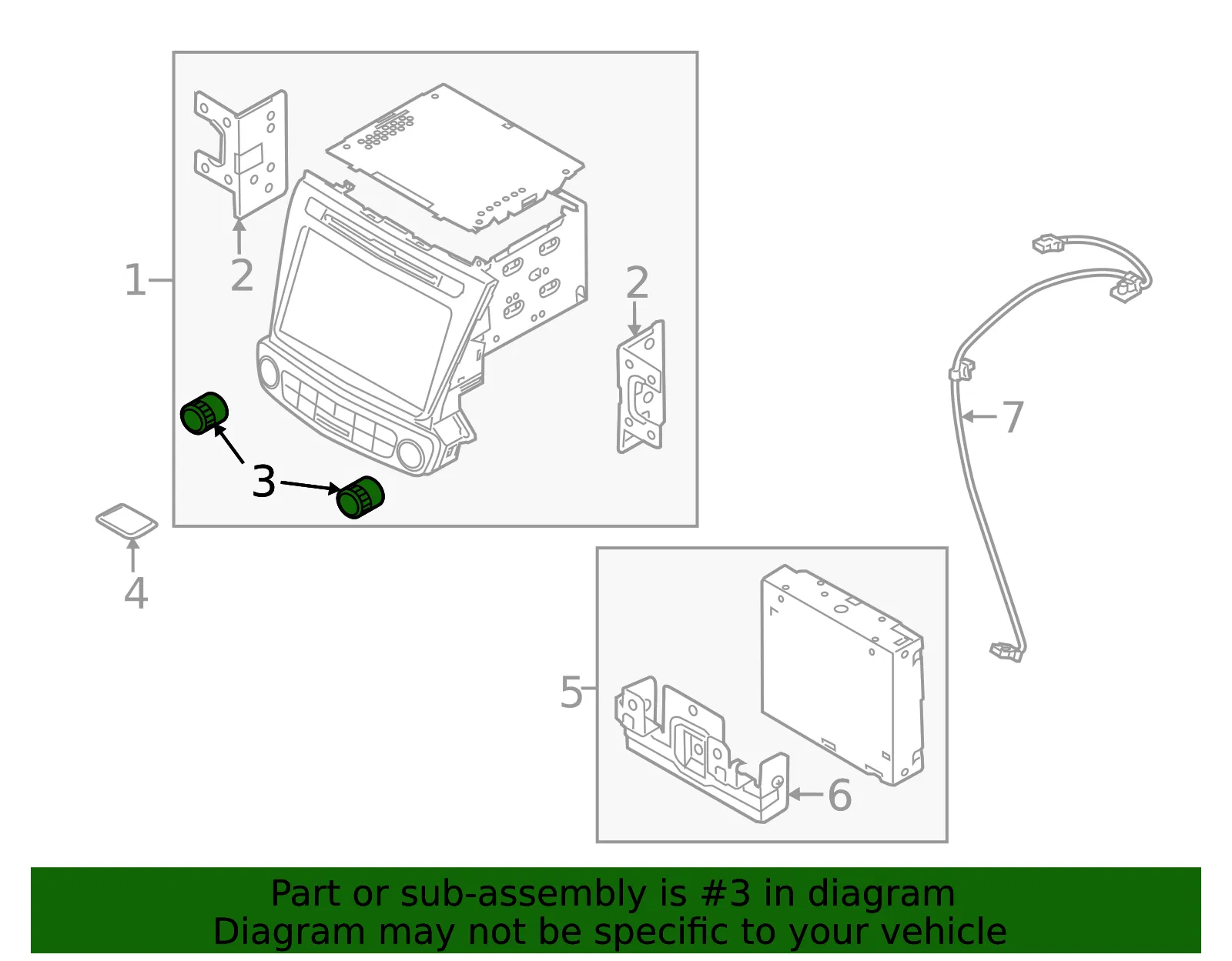 Display Unit Knob - Kia (96173-2PAA0VA) - view 2