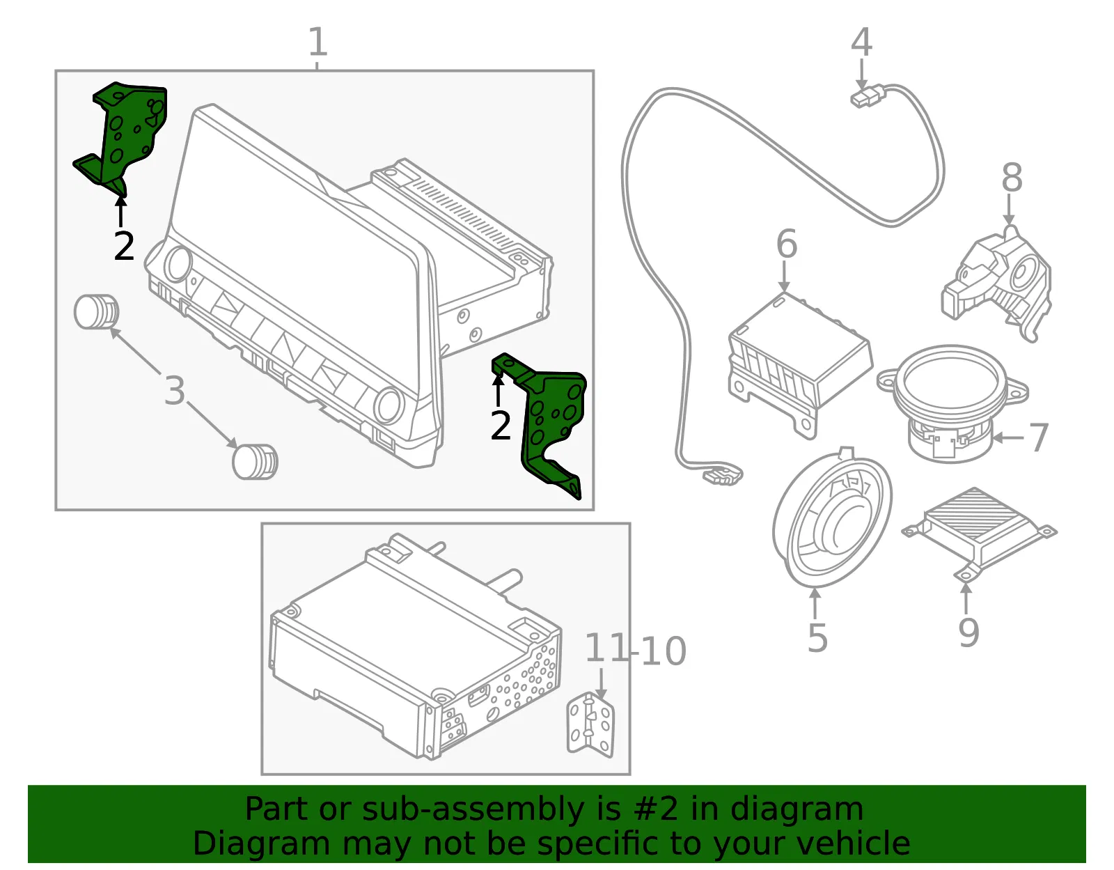 Display Unit Bracket - Kia (96176-Q5100) - view 2