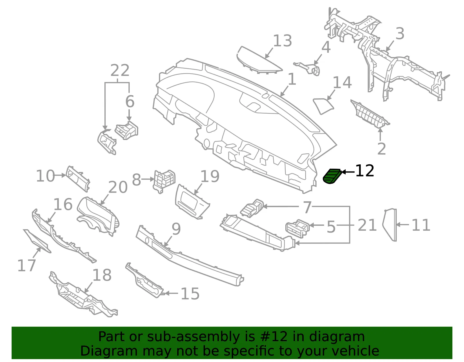Defroster Vent - Driver's Side (LH) - Kia (97383-G5000DDK) - view 2