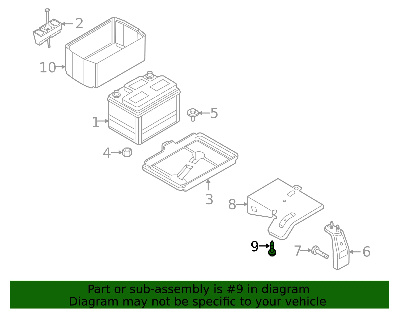 Battery Tray Bolt - Mazda (9XF0-26-60X3) - view 2