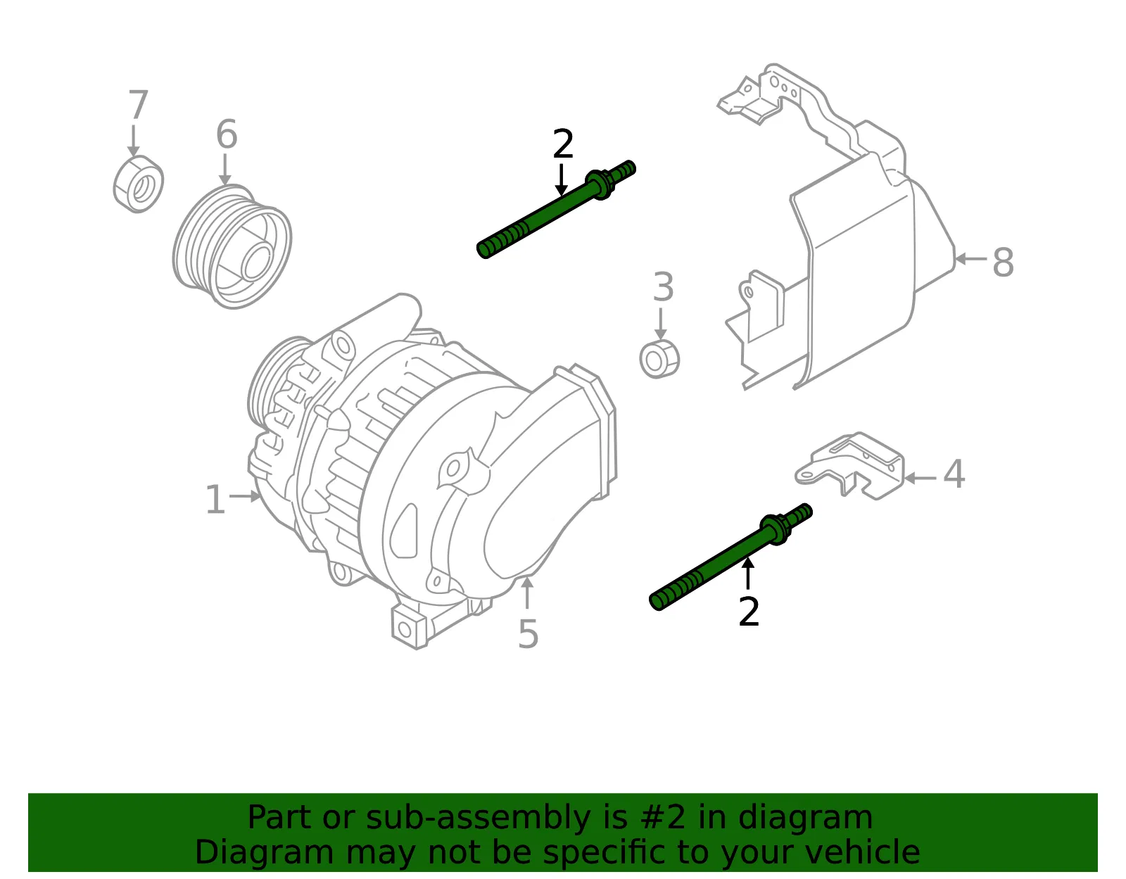 Alternator Mount Stud - Mazda (9YA9-41-006) - view 3