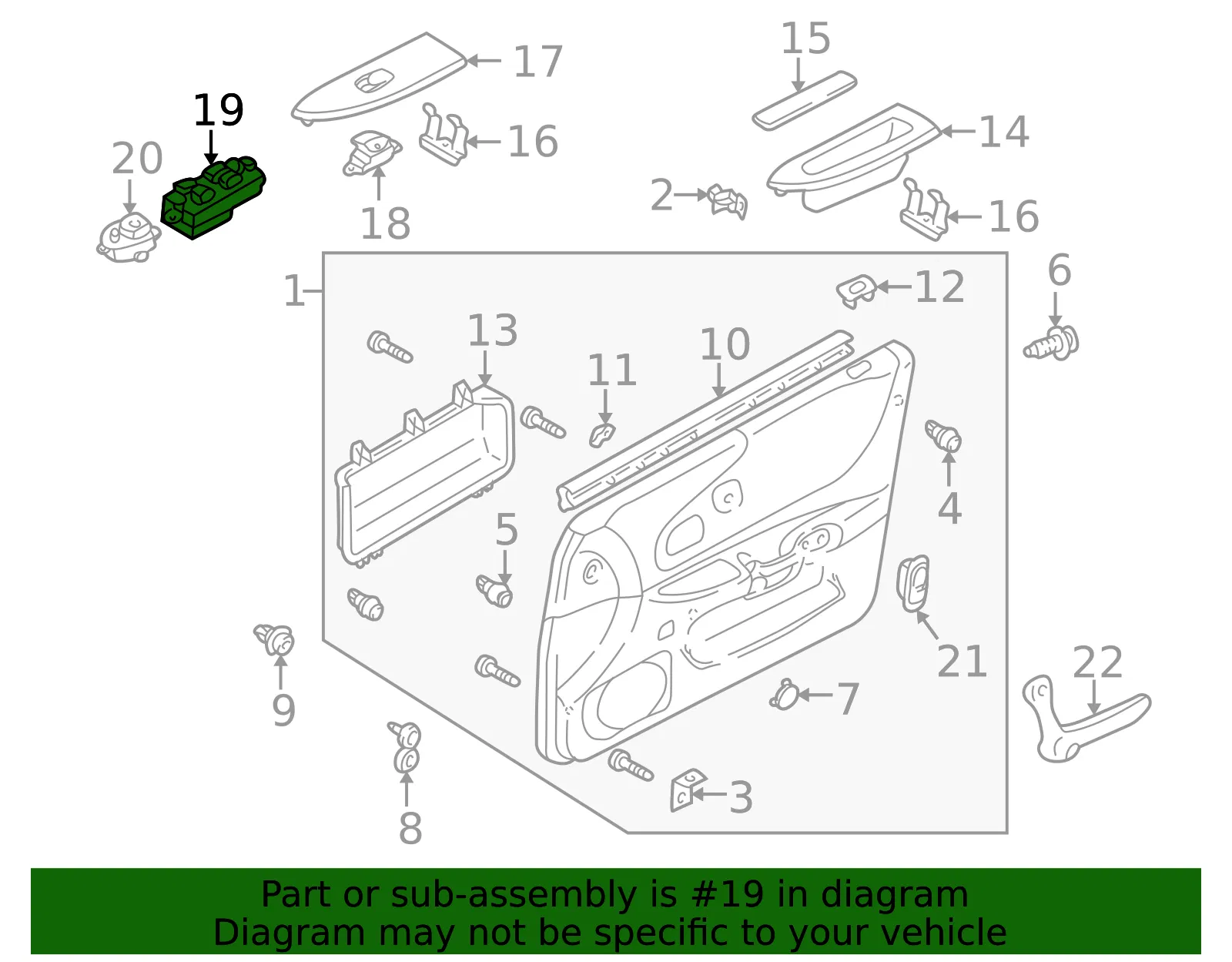 Window Switch - Driver's Side (LH) - Mazda (BL8M-66-350) - view 3